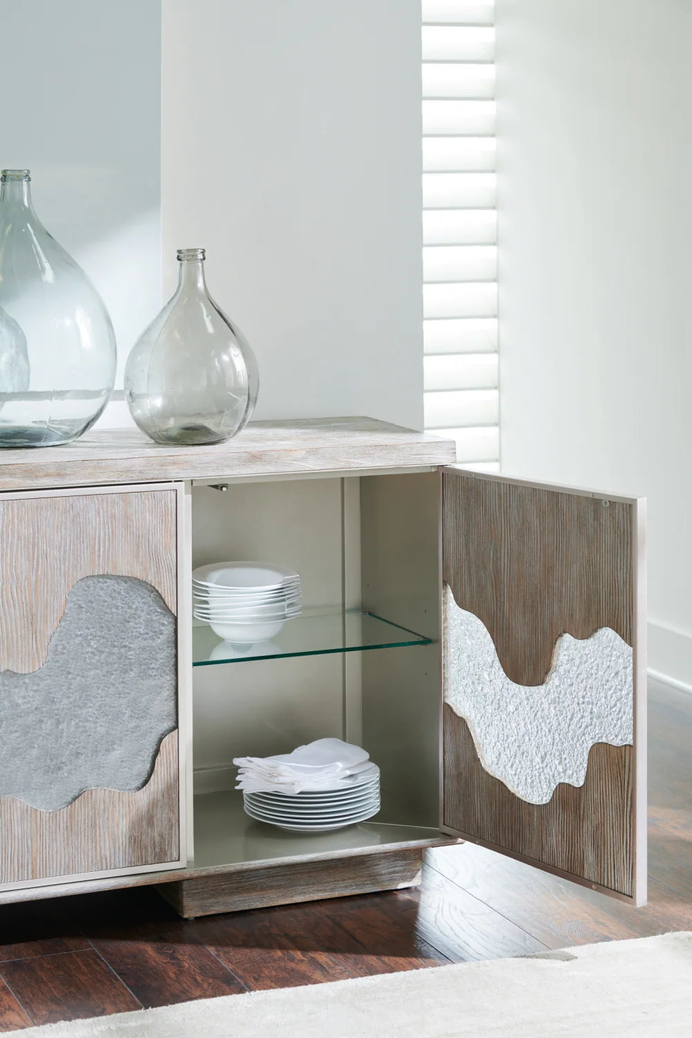 Luxury Cast Glass 4-Door Sideboard European Style for Villa