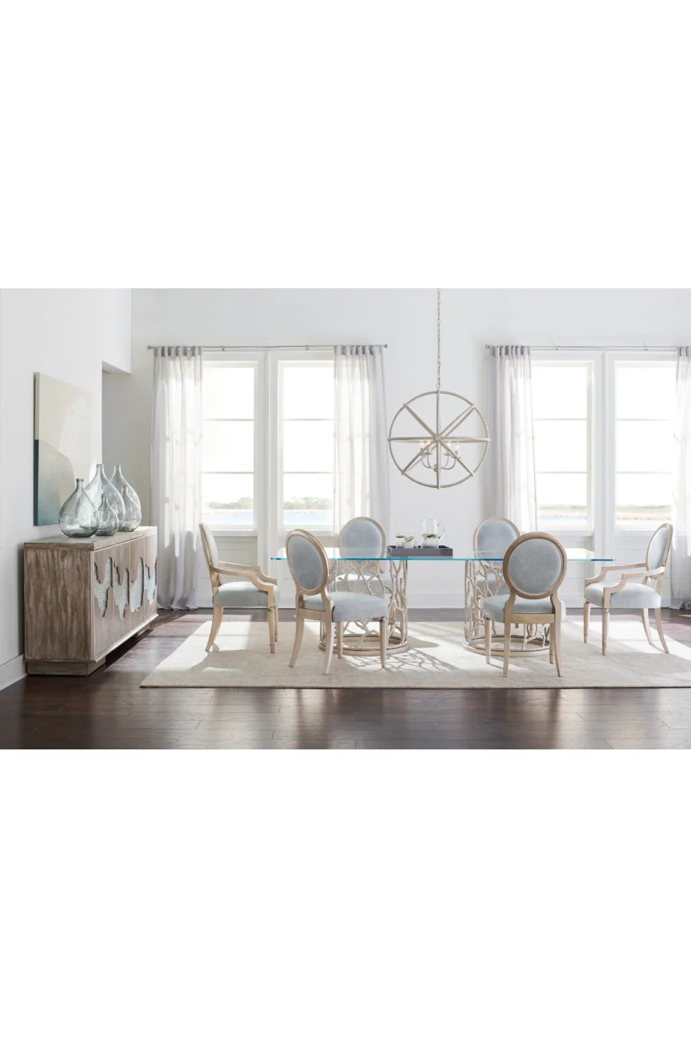 Luxury Cast Glass 4-Door Sideboard European Style for Villa