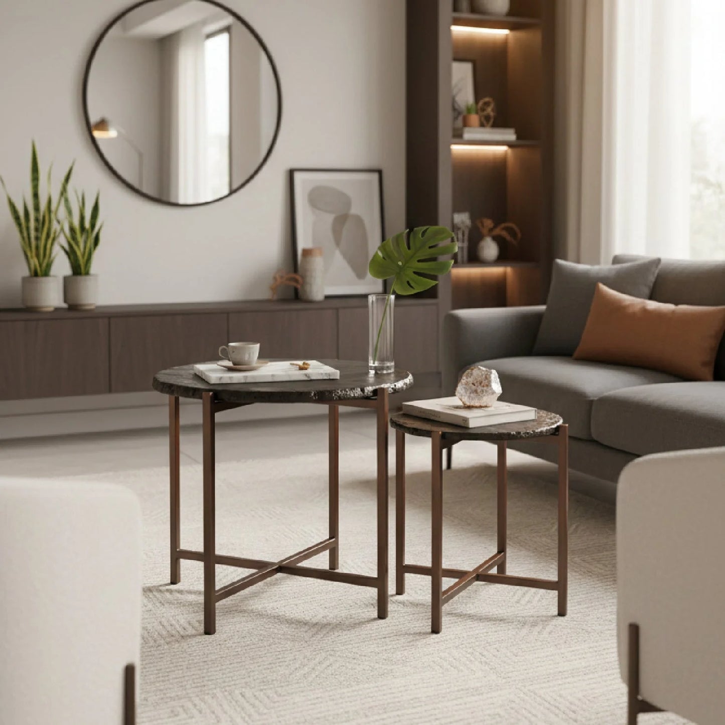 Luxury Cast Glass Coffee Table Modern Italian Style for Villa