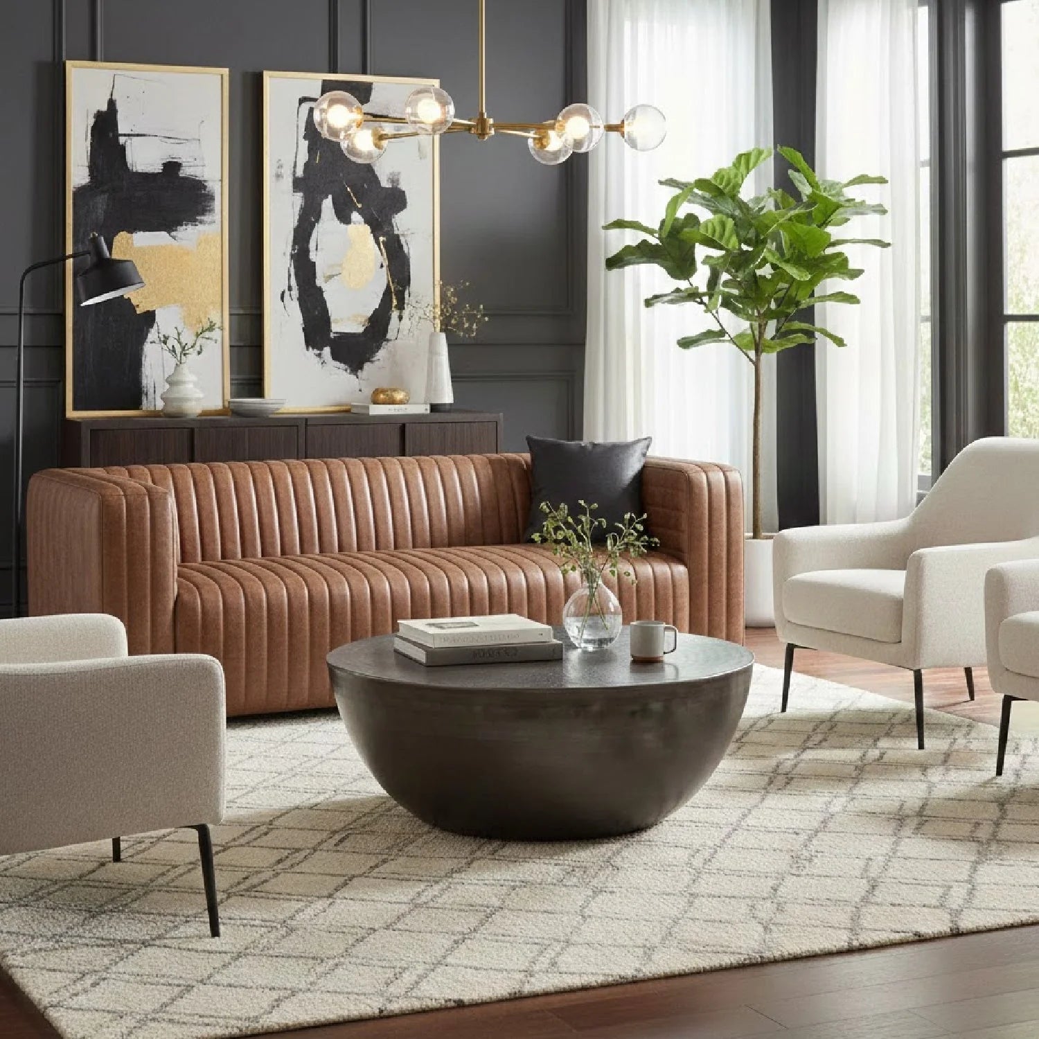 Luxury Castle Leather Sofa Modern Italian Style for Villa