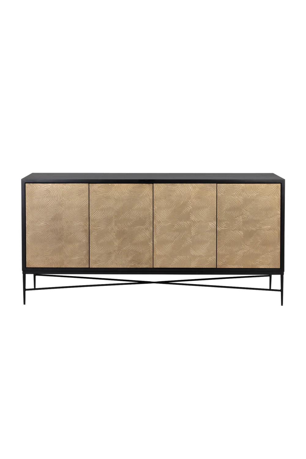 Luxury Champagne Gold 4-Door Sideboard European Style for Villa