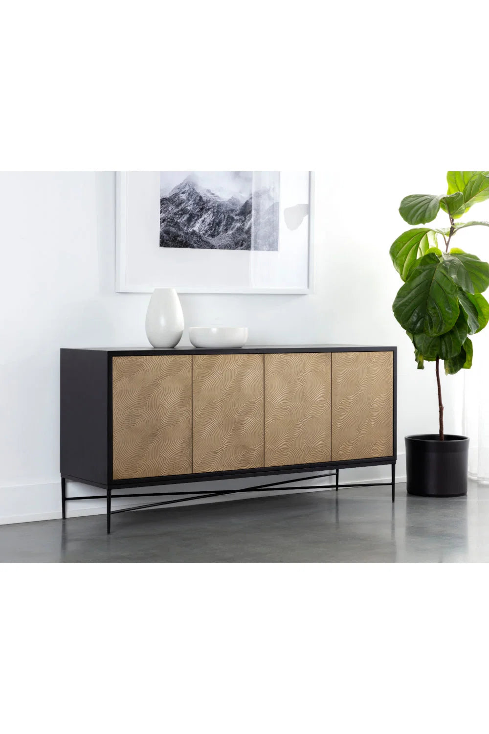 Luxury Champagne Gold 4-Door Sideboard European Style for Villa