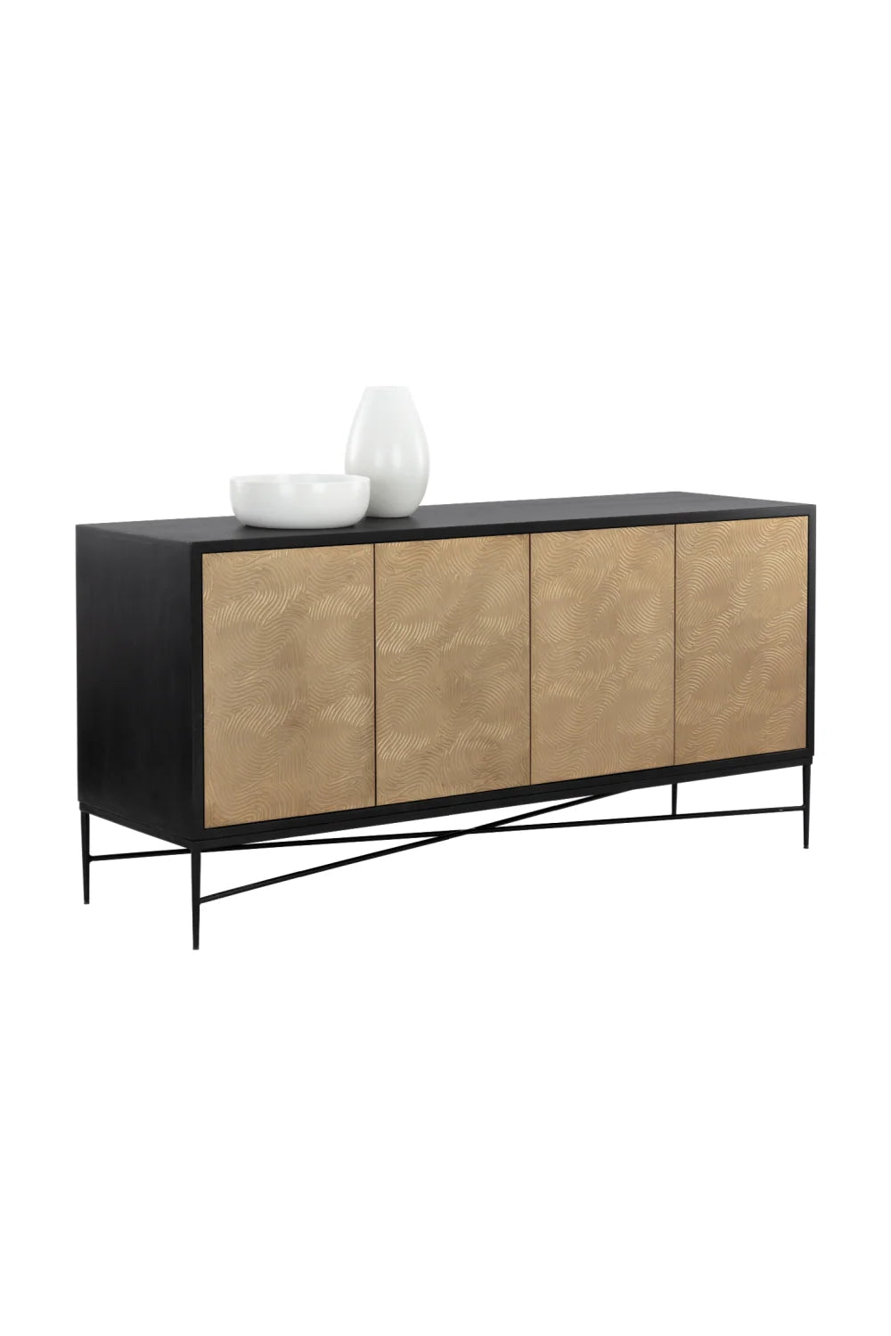 Luxury Champagne Gold 4-Door Sideboard European Style for Villa