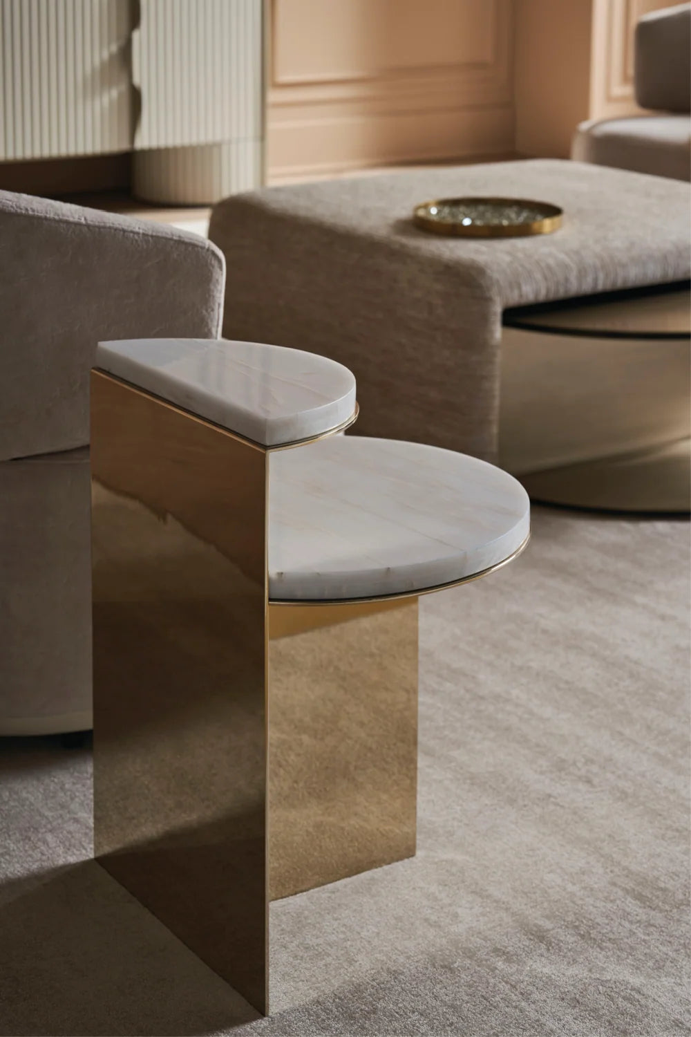 Luxury Champagne Gold Cocktail Table Modern Italian Style for Villa