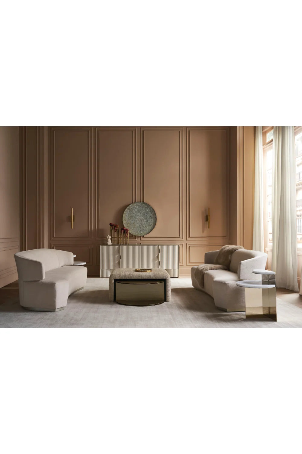 Luxury Champagne Gold Cocktail Table Modern Italian Style for Villa