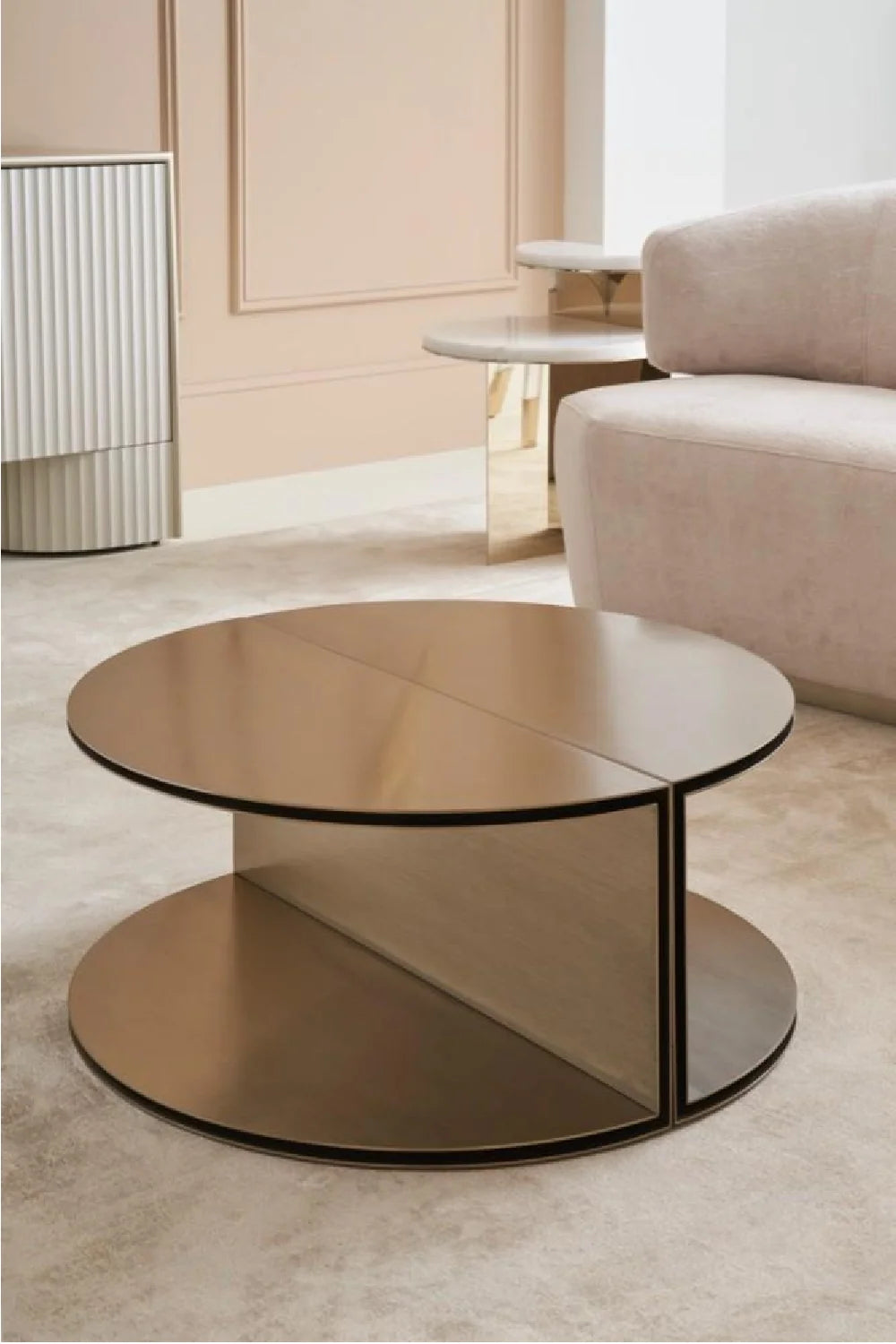 Luxury Champagne Gold Cocktail Table Modern Italian Style for Villa