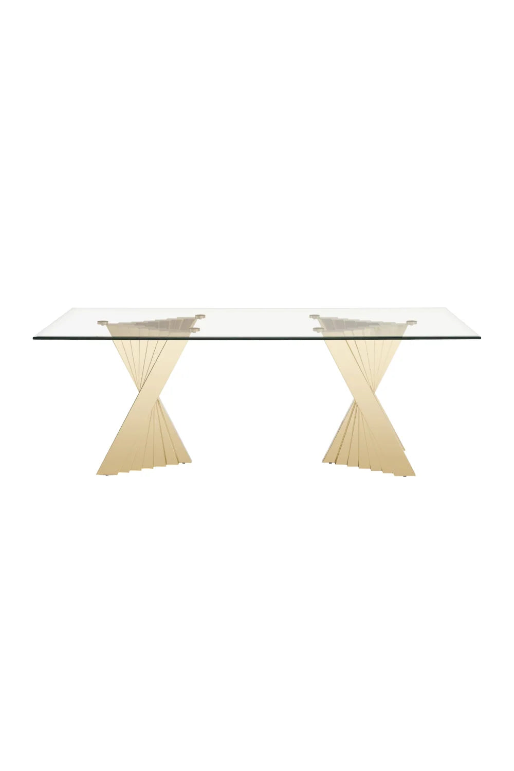 Luxury Champagne Gold Glass Dining Table Modern Italian Style for Villa