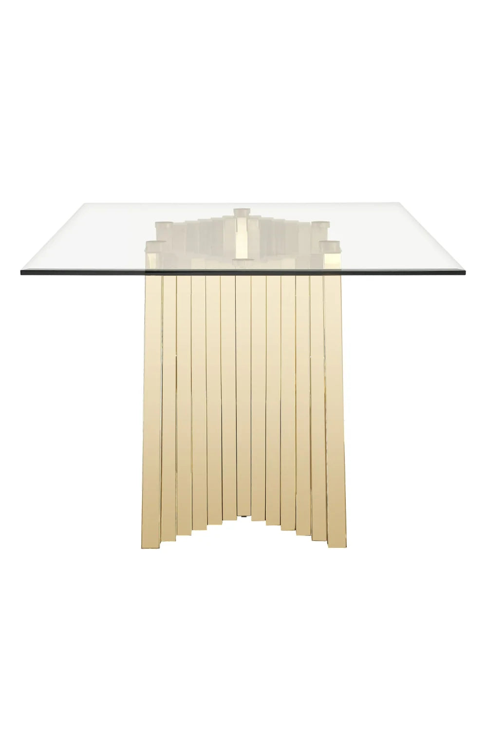 Luxury Champagne Gold Glass Dining Table Modern Italian Style for Villa