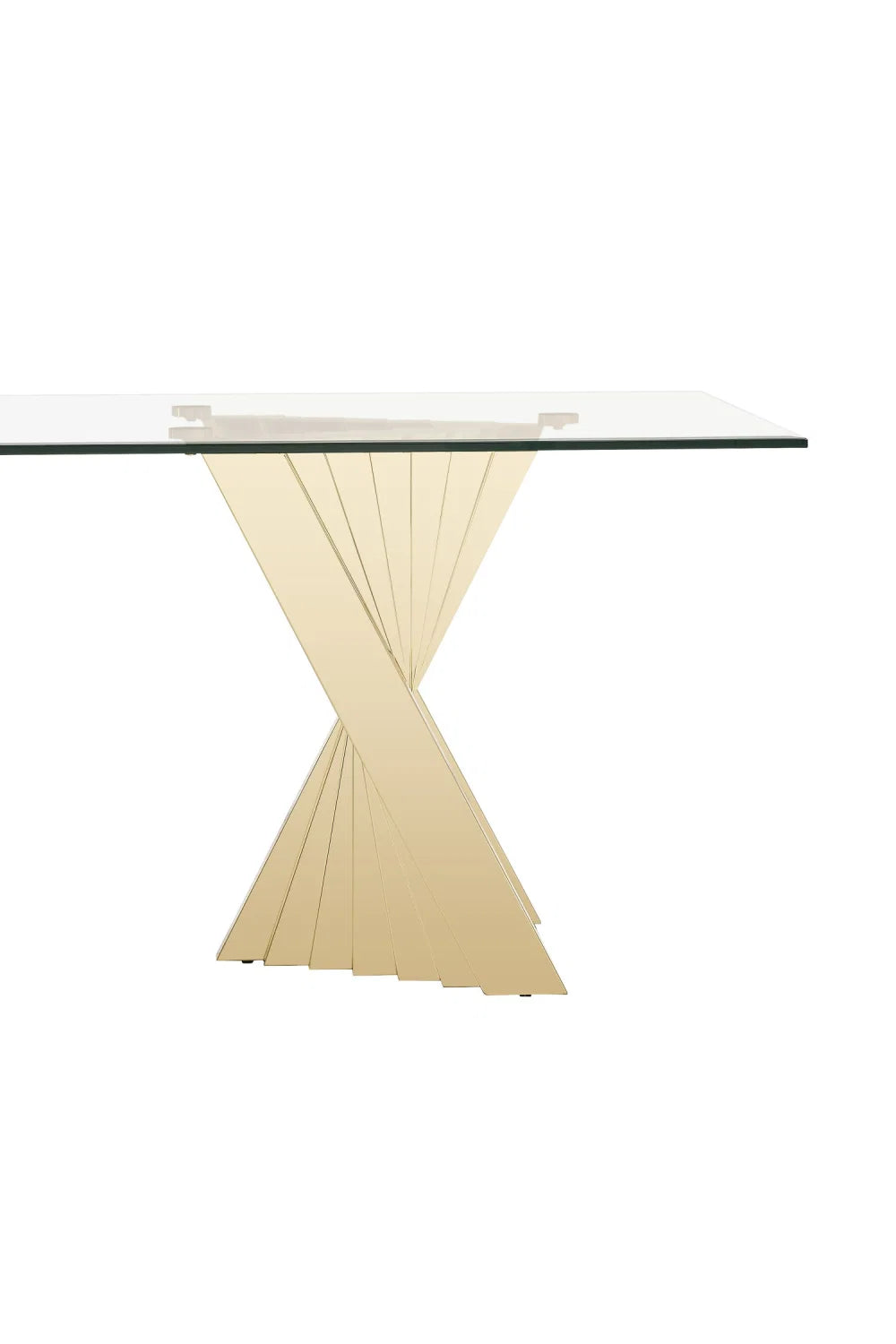 Luxury Champagne Gold Glass Dining Table Modern Italian Style for Villa