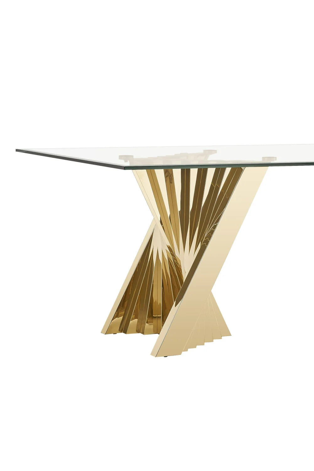 Luxury Champagne Gold Glass Dining Table Modern Italian Style for Villa