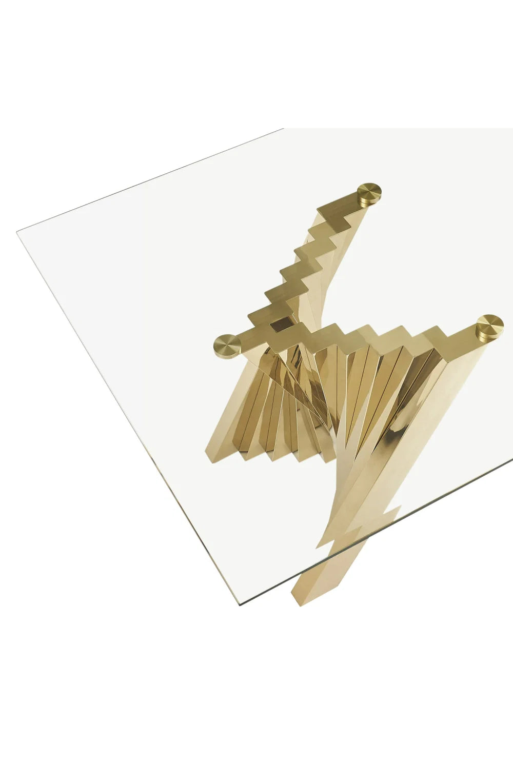 Luxury Champagne Gold Glass Dining Table Modern Italian Style for Villa