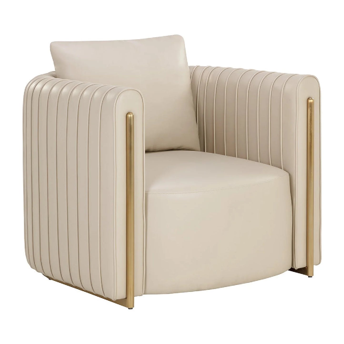 Luxury Channel Piped Lounge Chair European Style for Villa