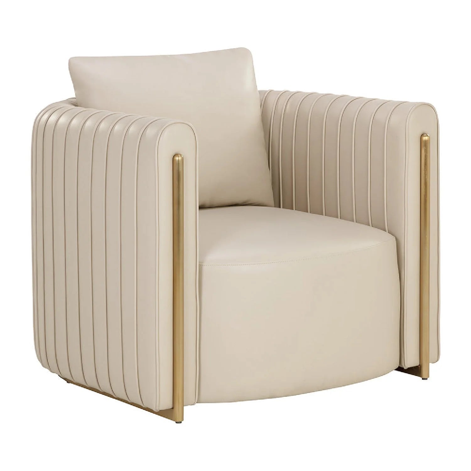 Luxury Channel Piped Lounge Chair European Style for Villa