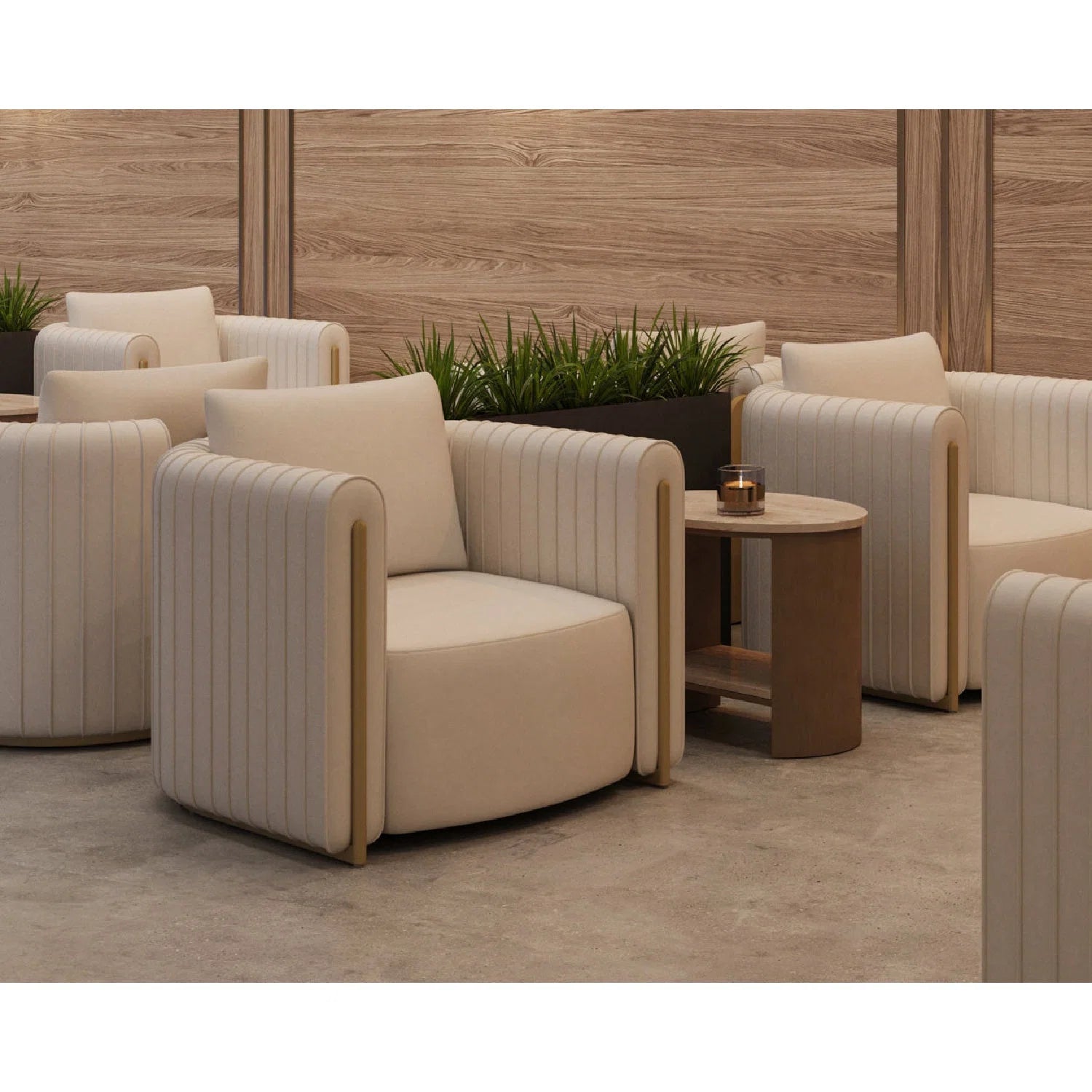 Luxury Channel Piped Lounge Chair European Style for Villa