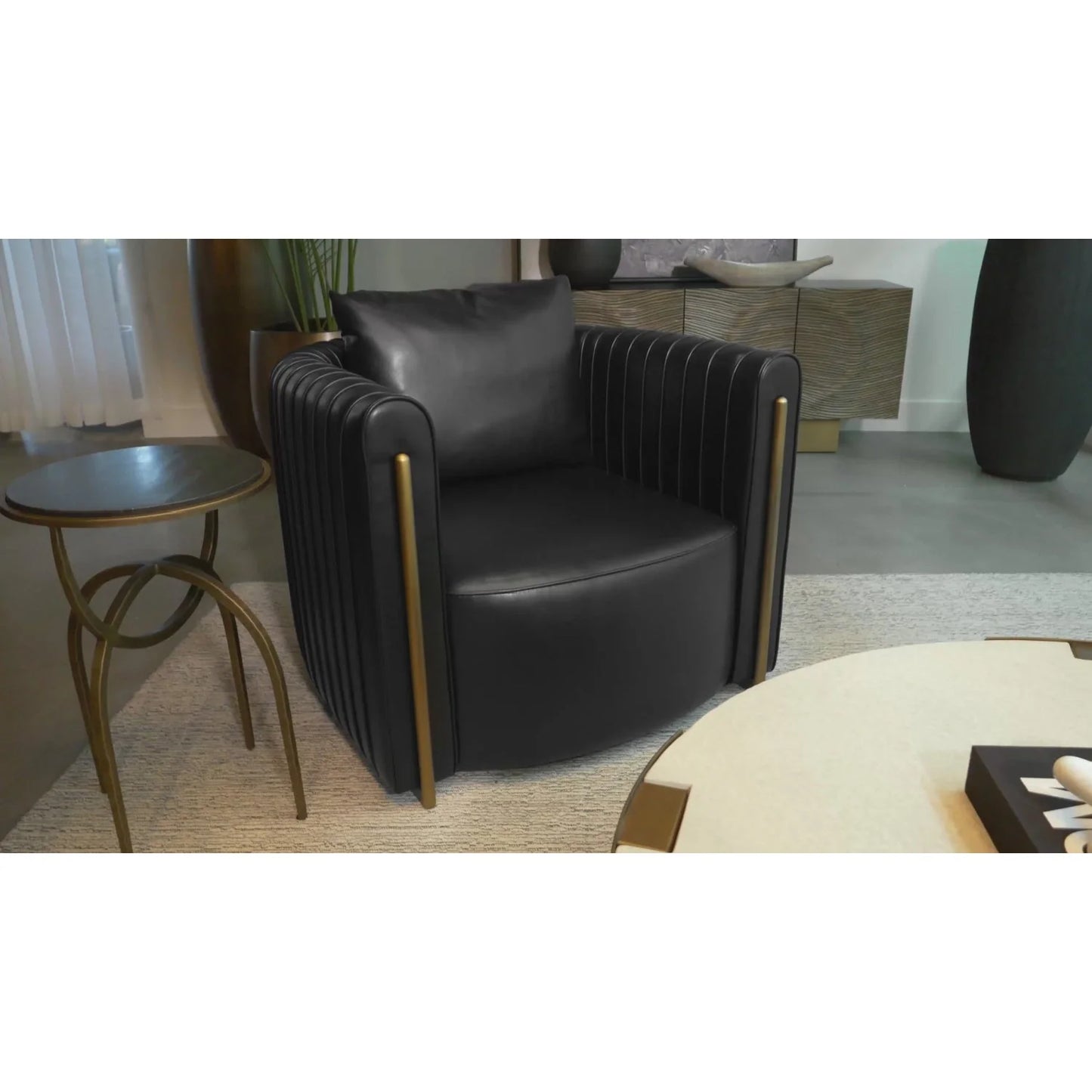 Luxury Channel Piped Lounge Chair European Style for Villa