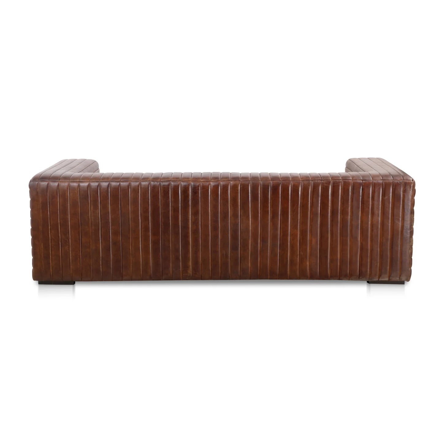 Luxury Channel Stitched Brown Leather Sofa Modern Italian Style for Villa