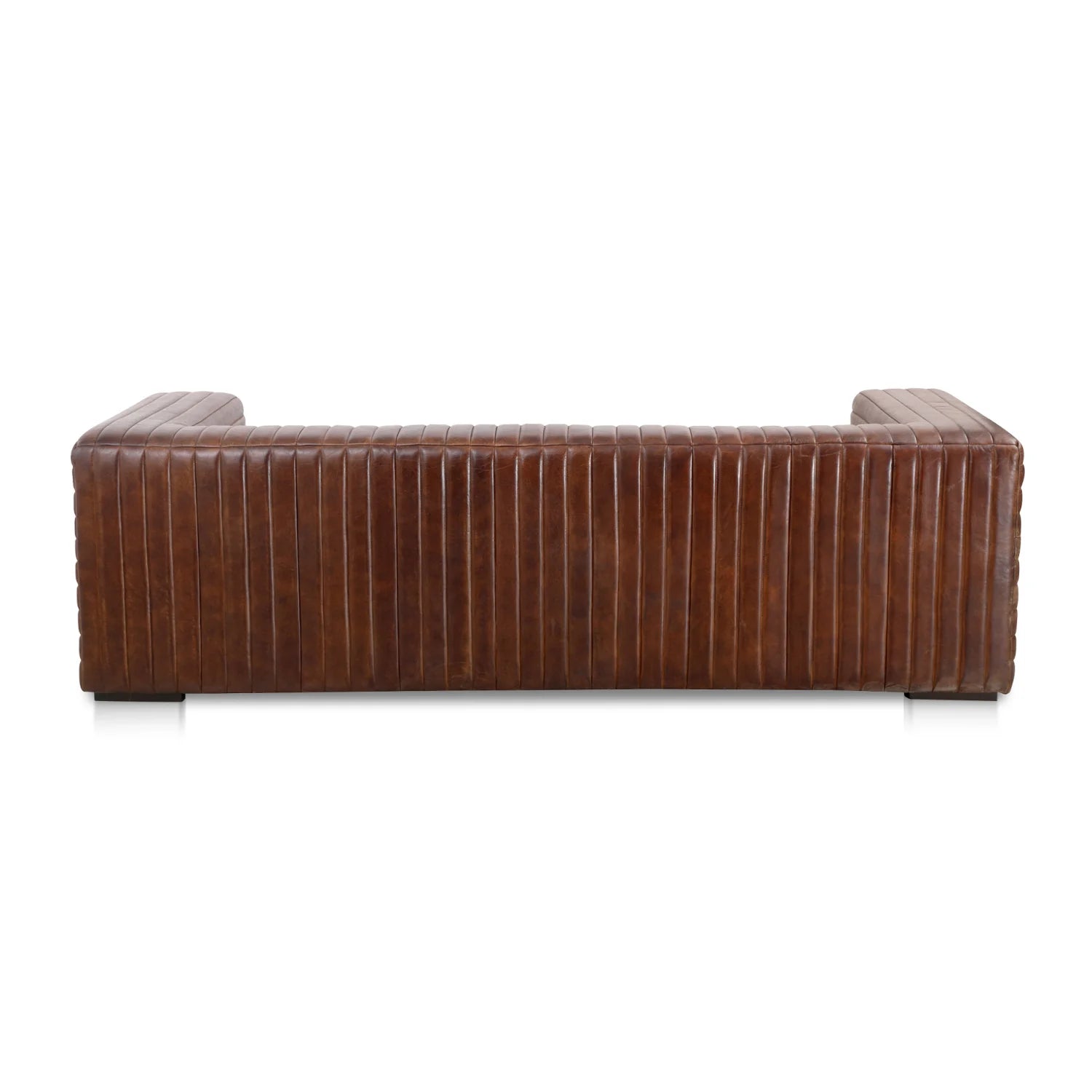 Luxury Channel Stitched Brown Leather Sofa Modern Italian Style for Villa