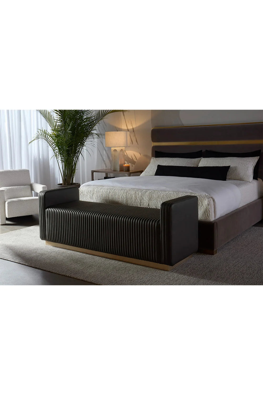 Luxury Channel Tufted Bench European Style for Villa