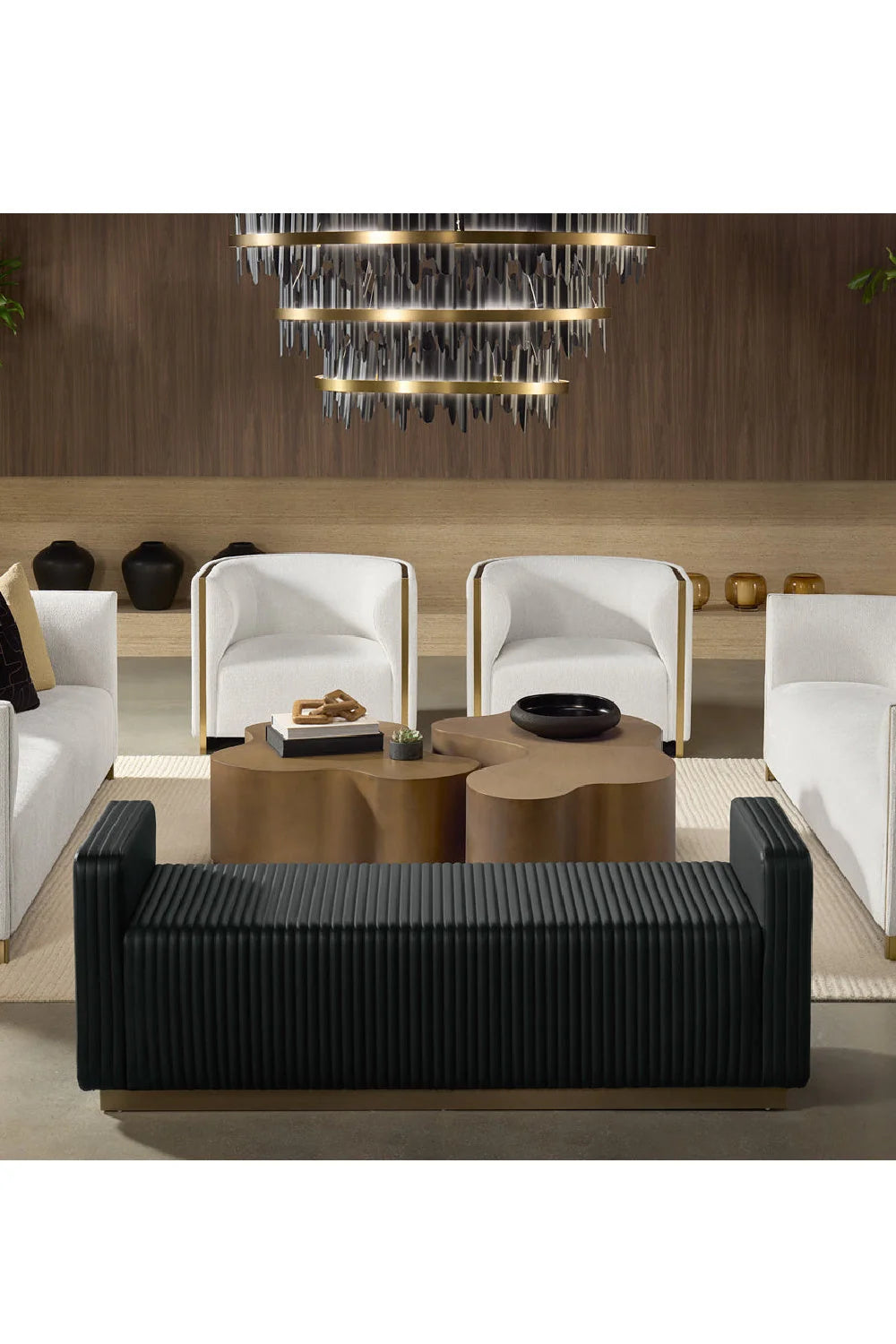 Luxury Channel Tufted Bench European Style for Villa