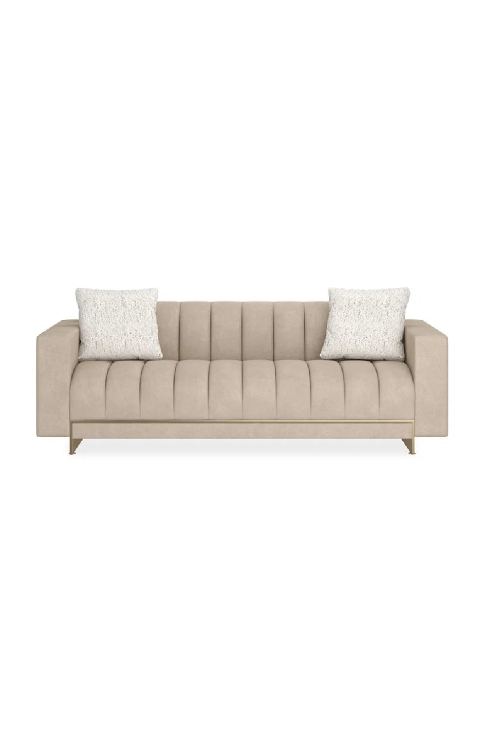 Luxury Channel-Tufted Cream Fabric Sofa Modern Italian Style for Villa