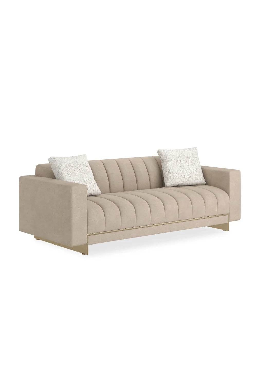 Luxury Channel-Tufted Cream Fabric Sofa Modern Italian Style for Villa