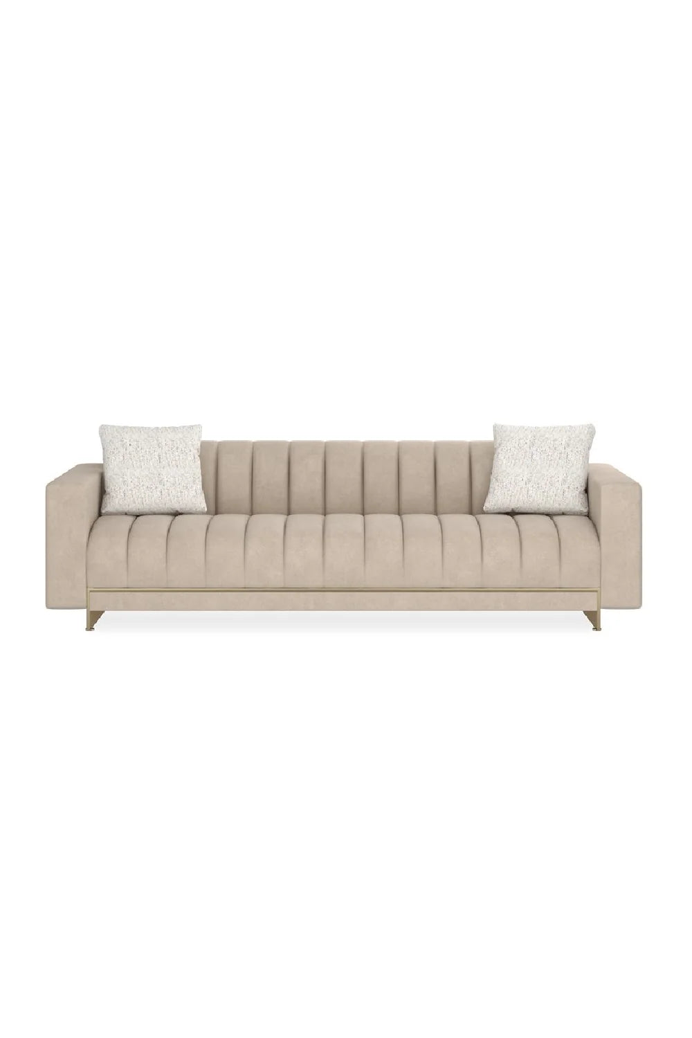 Luxury Channel-Tufted Cream Fabric Sofa Modern Italian Style for Villa