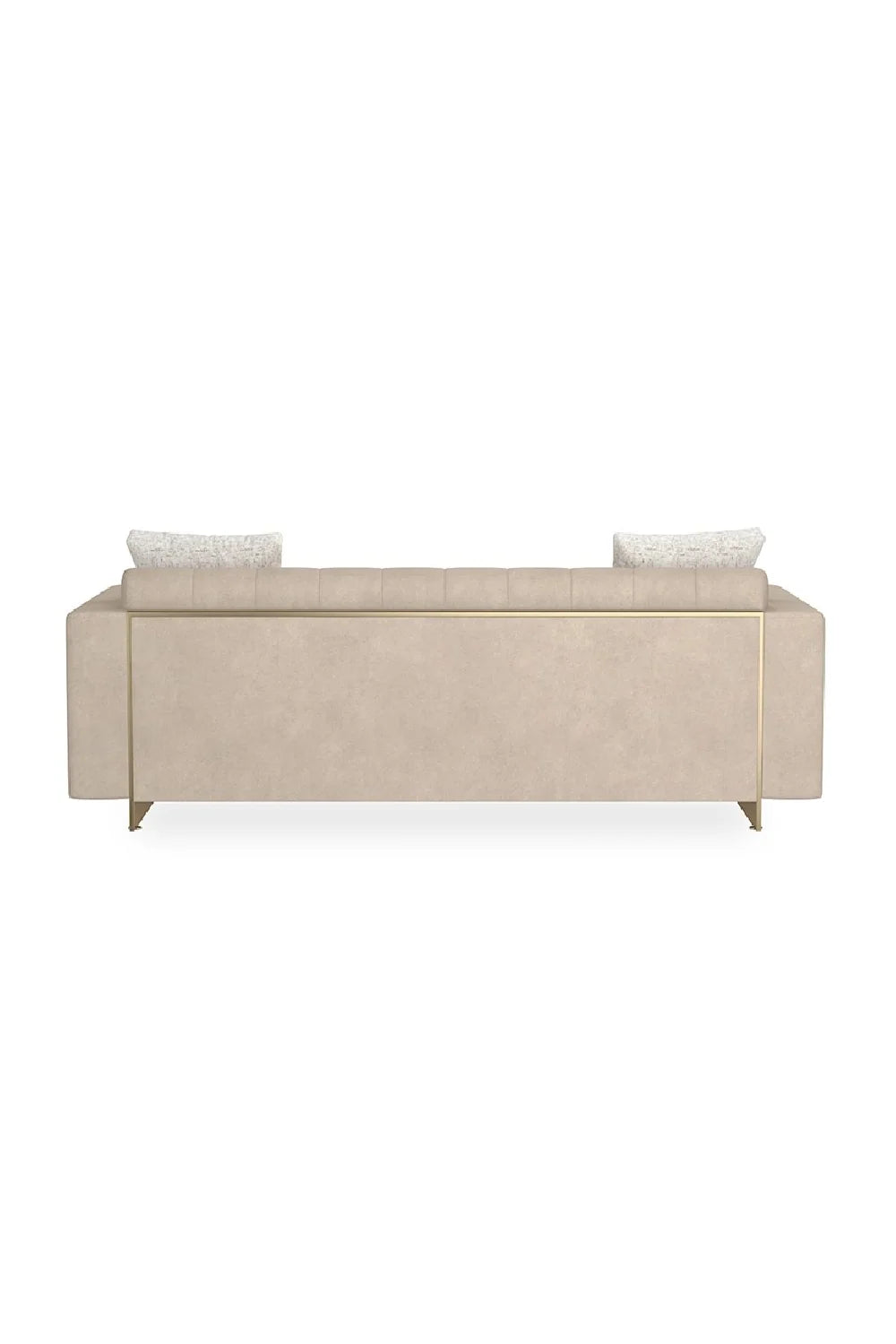 Luxury Channel-Tufted Cream Fabric Sofa Modern Italian Style for Villa