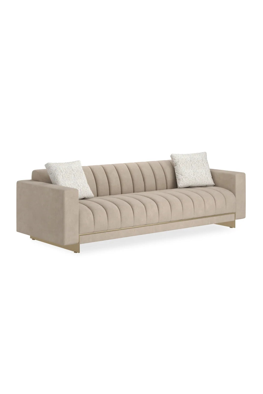 Luxury Channel-Tufted Cream Fabric Sofa Modern Italian Style for Villa