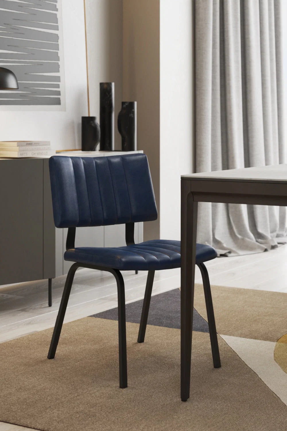 Luxury Channel Tufted Modern Dining Chair European Style for Villa