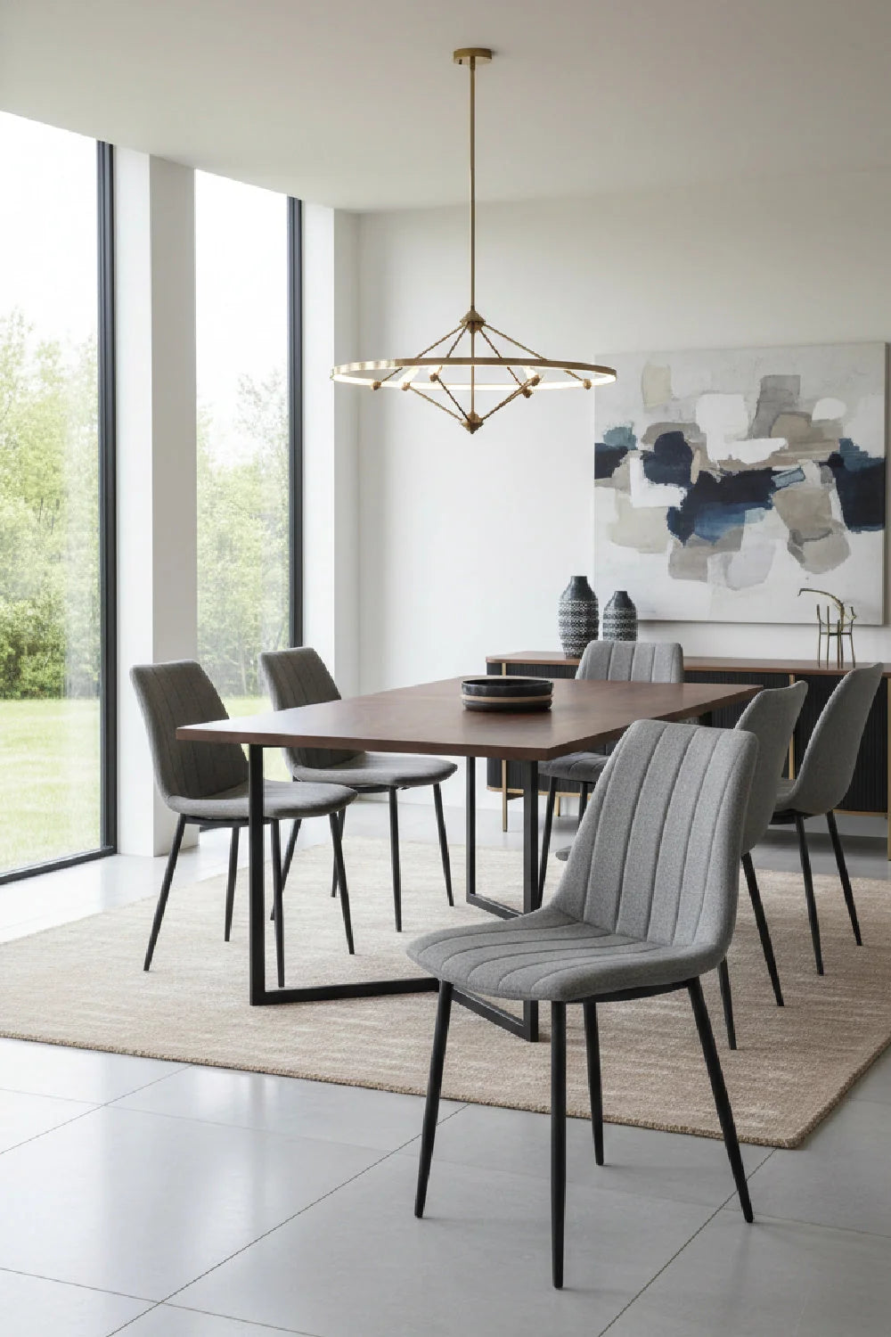 Luxury Channel Tufted Modern Dining Chair European Style for Villa