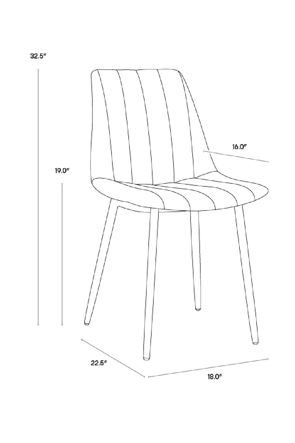 Luxury Channel Tufted Modern Dining Chair European Style for Villa