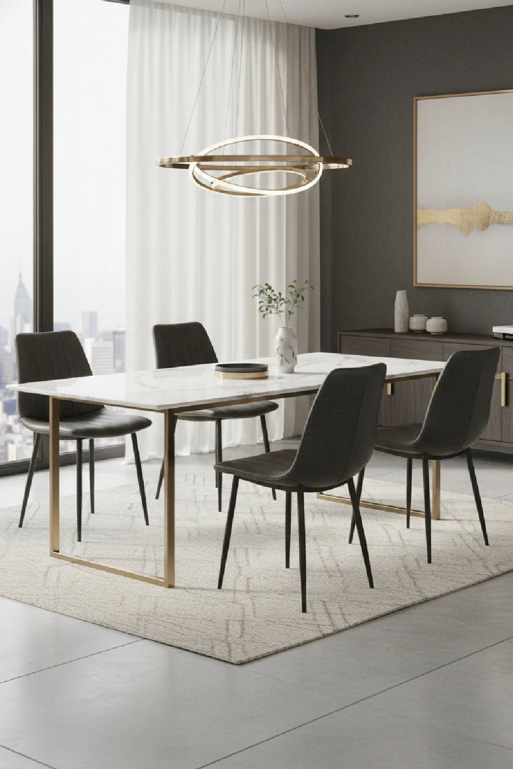Luxury Channel Tufted Modern Dining Chair European Style for Villa