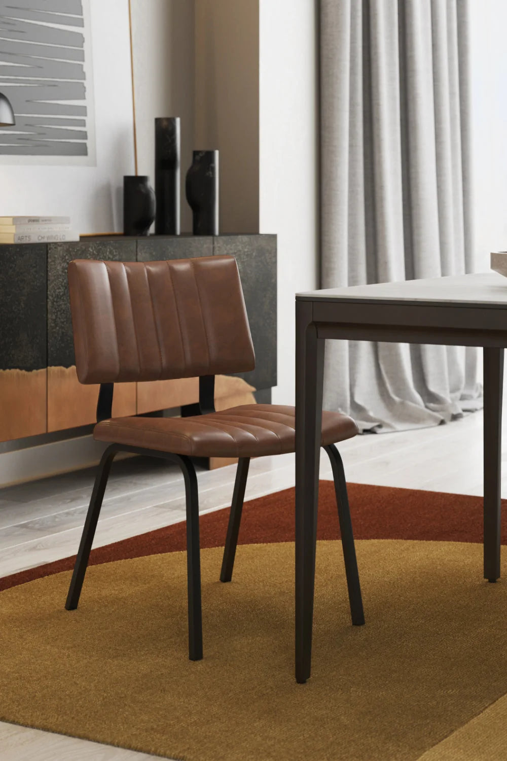 Luxury Channel Tufted Modern Dining Chair European Style for Villa