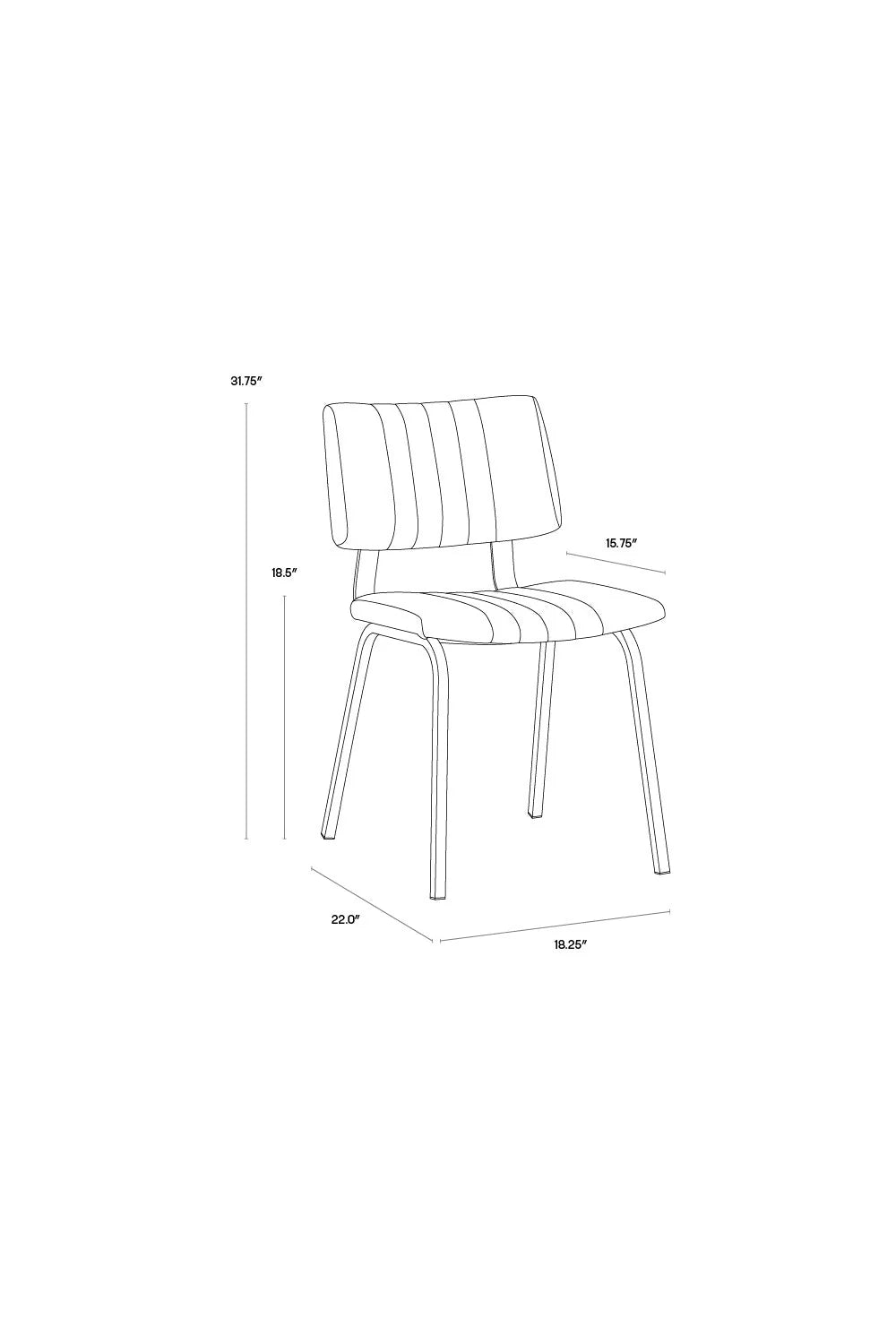 Luxury Channel Tufted Modern Dining Chair European Style for Villa
