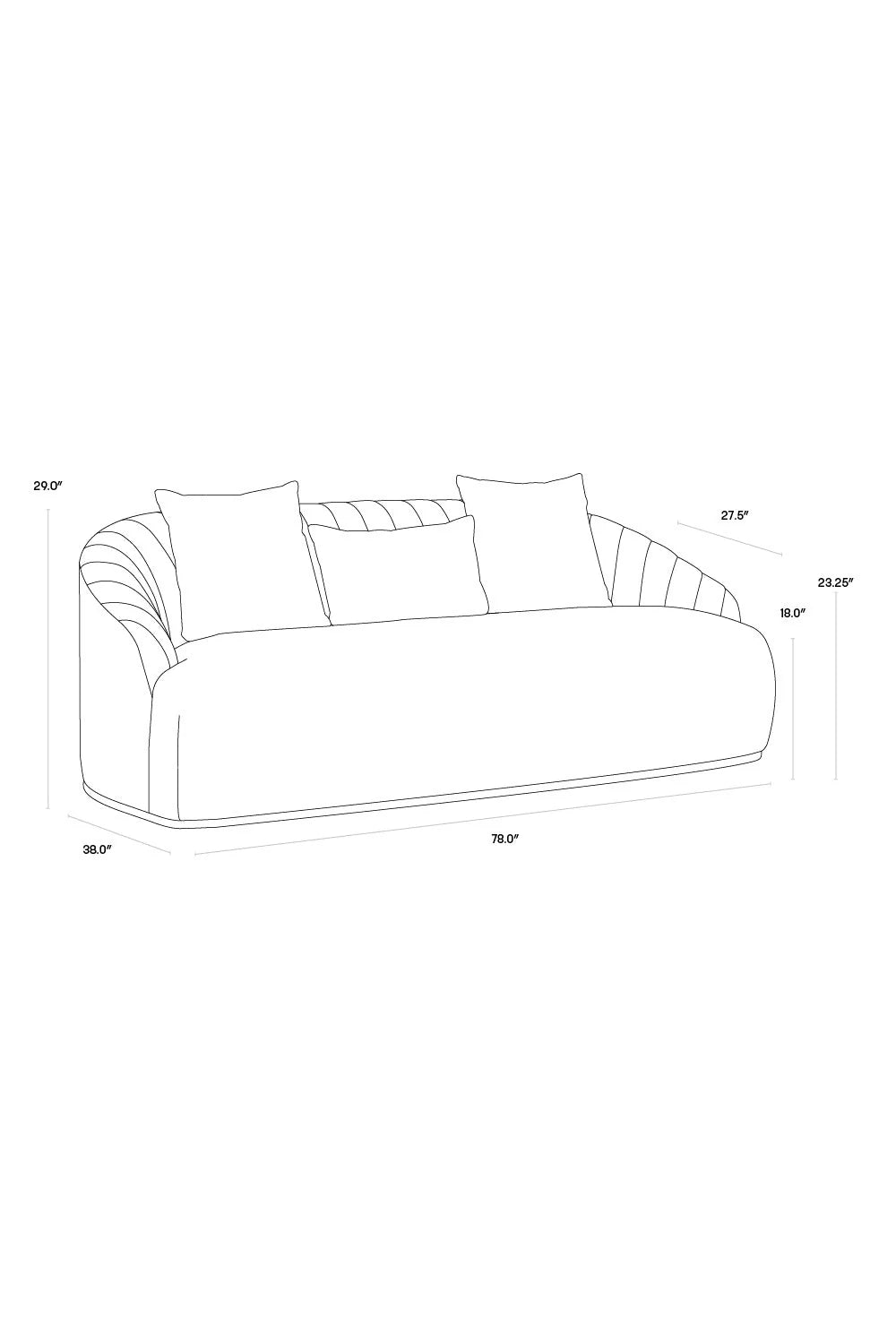 Luxury Channel Tufted Velvet Sofa Modern Italian Style for Villa