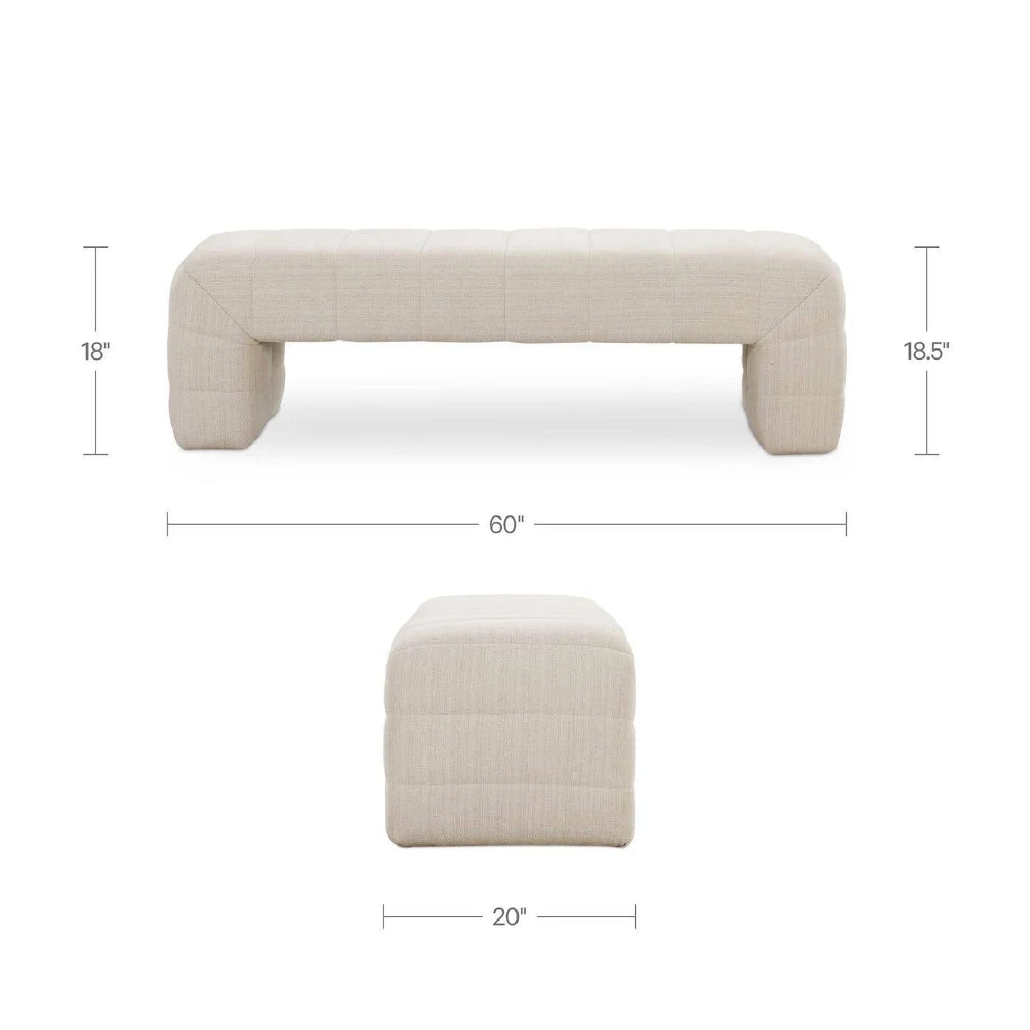 Luxury Channel Upholstered Bench European Style for Villa