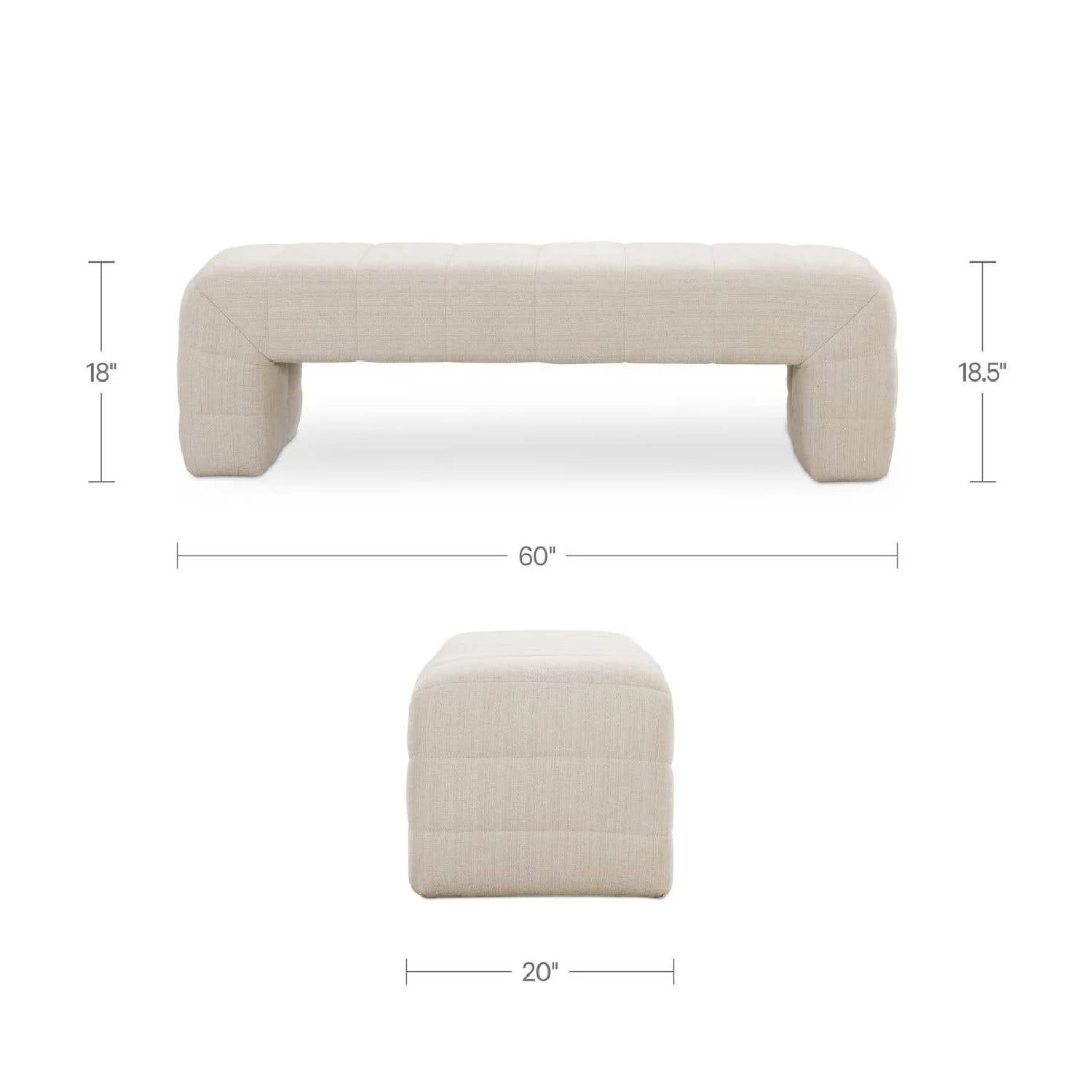 Luxury Channel Upholstered Bench European Style for Villa
