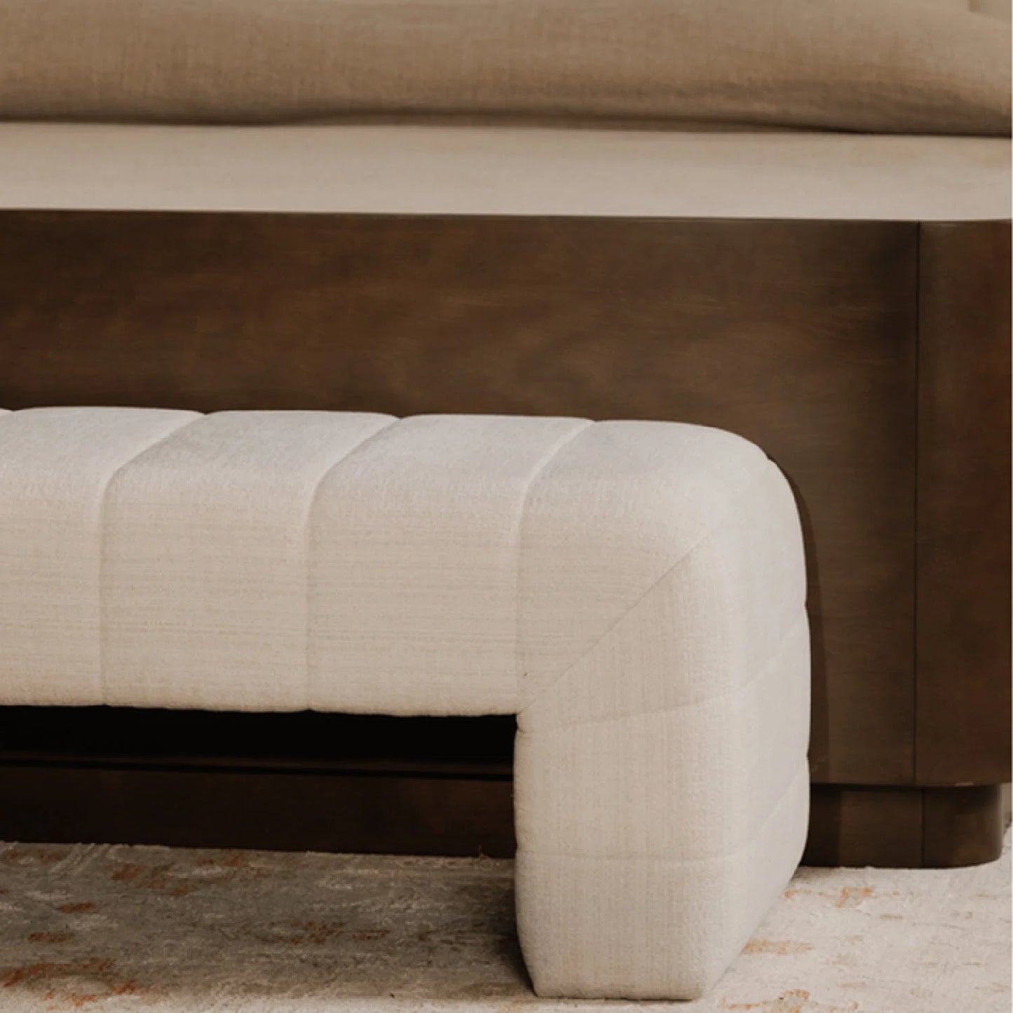 Luxury Channel Upholstered Bench European Style for Villa