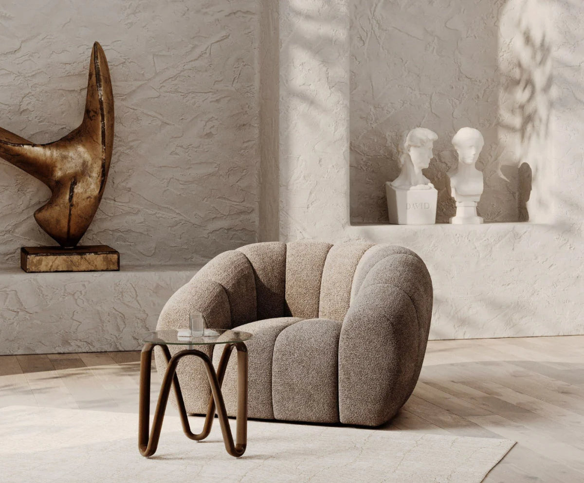 Luxury Channel Upholstered Lounge Chair Modern Italian Style for Villa
