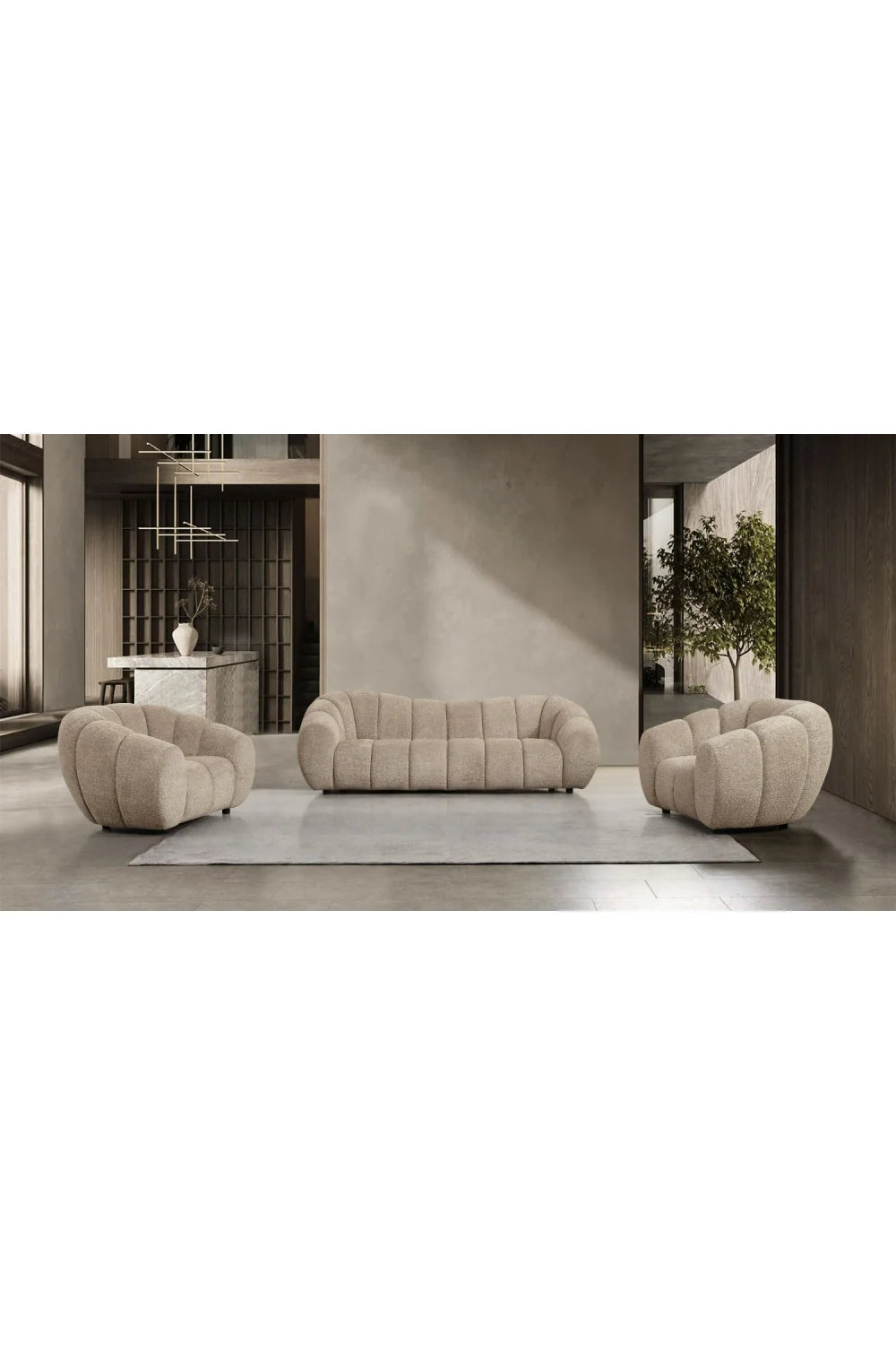 Luxury Channel Upholstered Sofa Modern Italian Style for Villa
