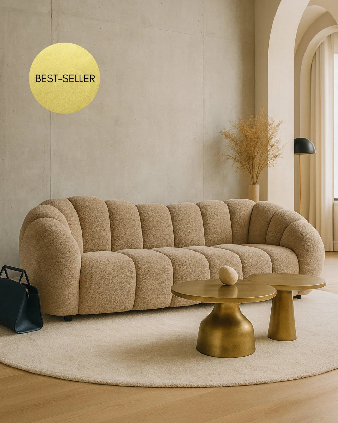 Luxury Channel Upholstered Sofa Modern Italian Style for Villa