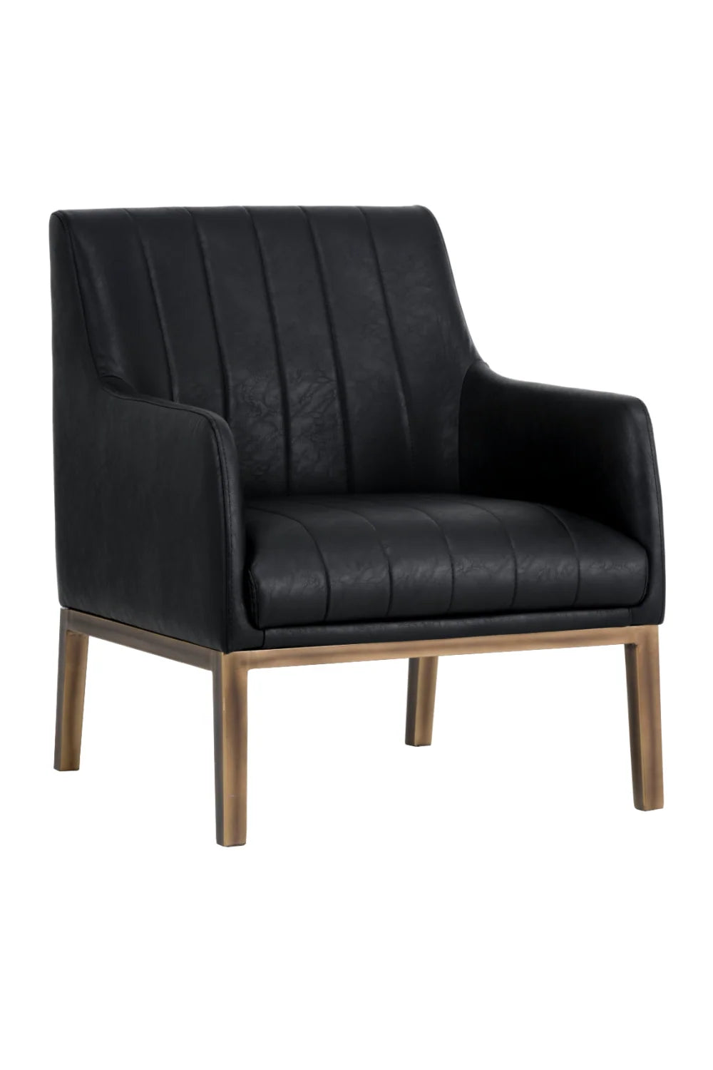 Luxury Channeled Black Leather Lounge Chair Modern Italian Style for Villa