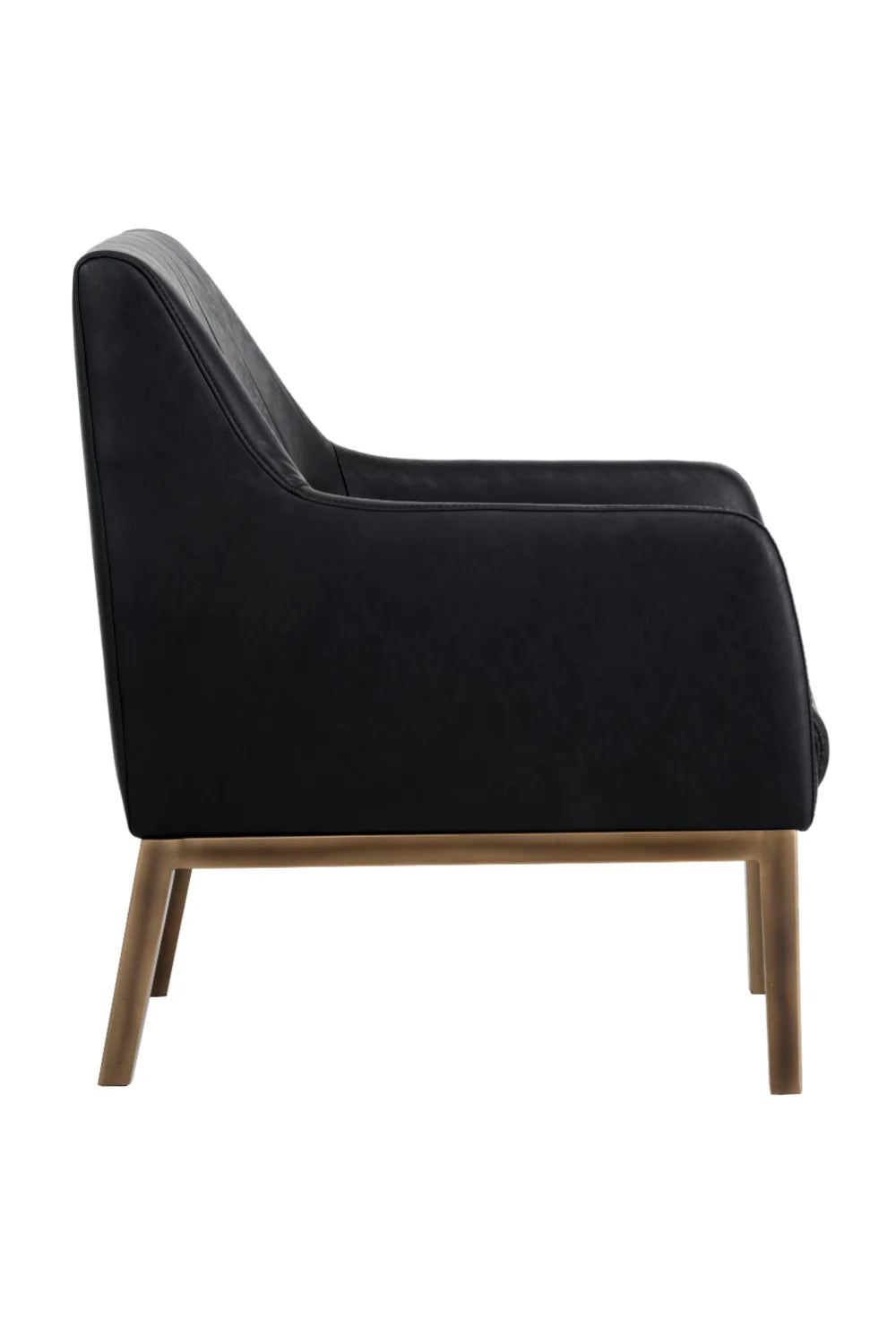 Luxury Channeled Black Leather Lounge Chair Modern Italian Style for Villa