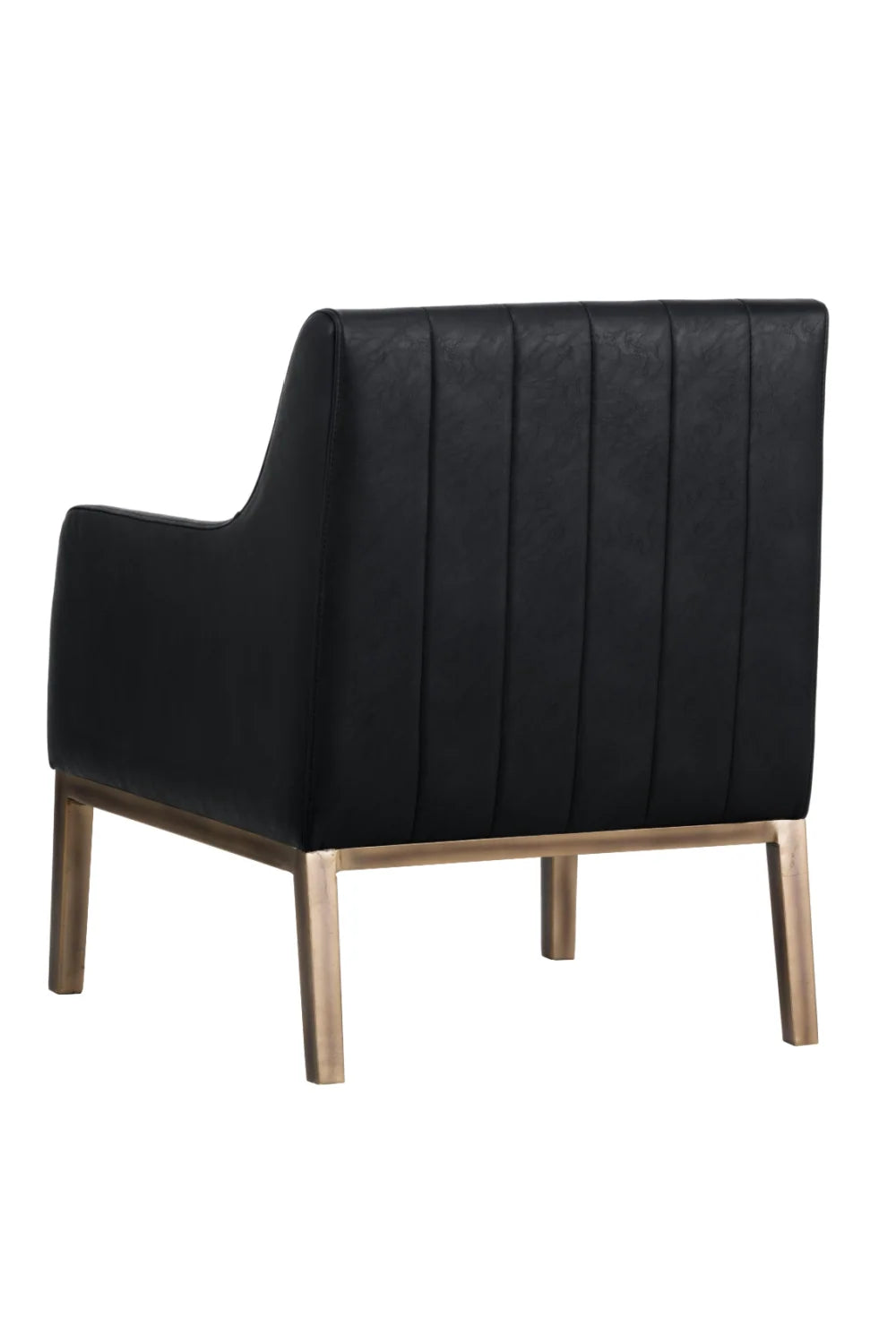 Luxury Channeled Black Leather Lounge Chair Modern Italian Style for Villa