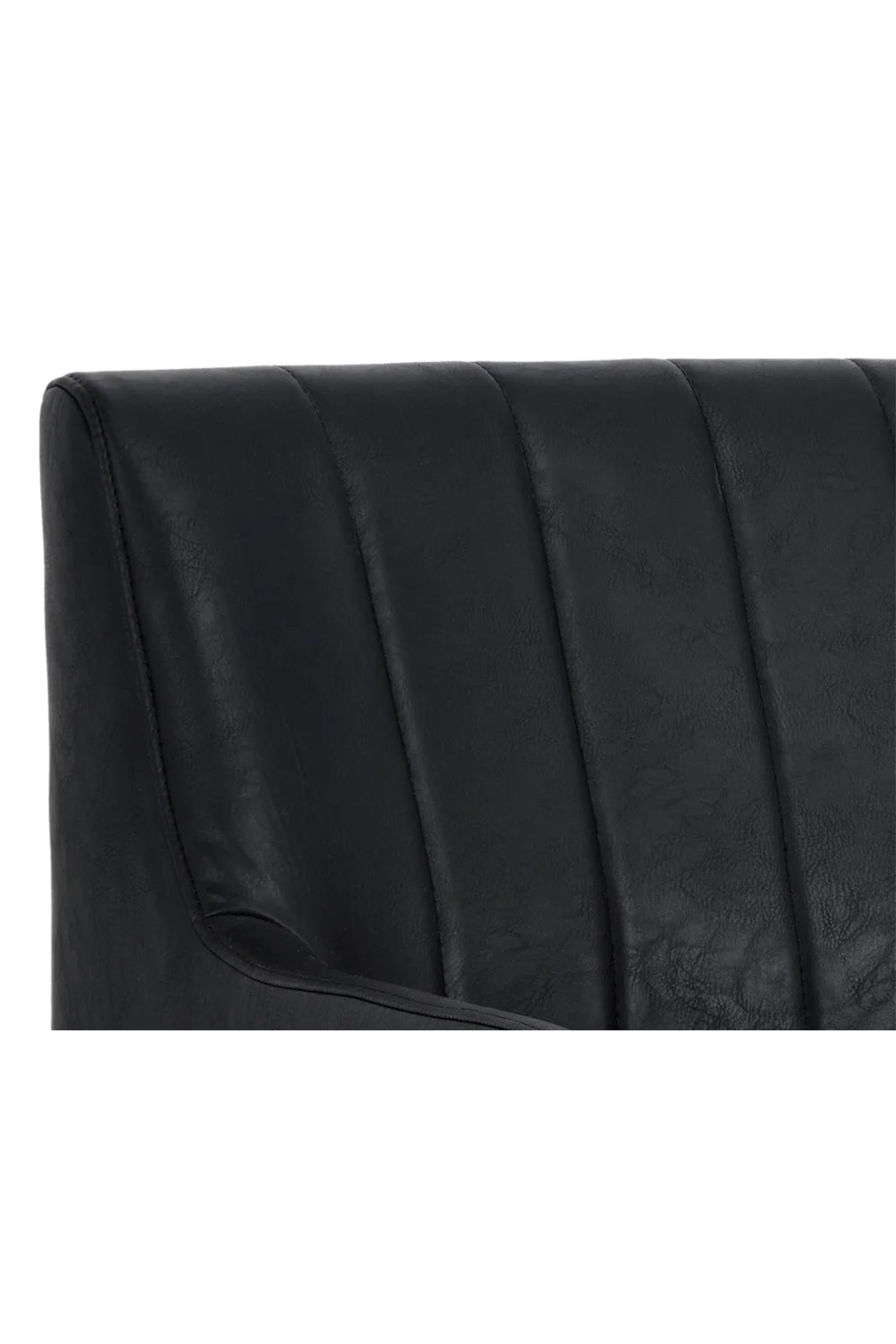 Luxury Channeled Black Leather Lounge Chair Modern Italian Style for Villa
