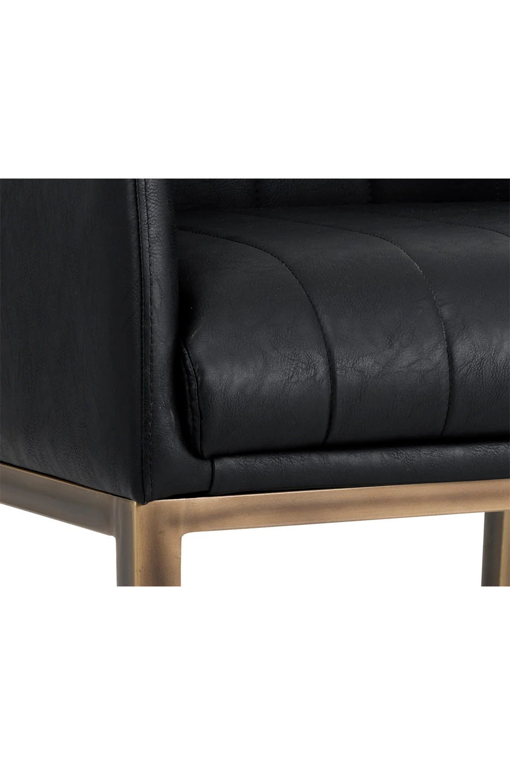 Luxury Channeled Black Leather Lounge Chair Modern Italian Style for Villa