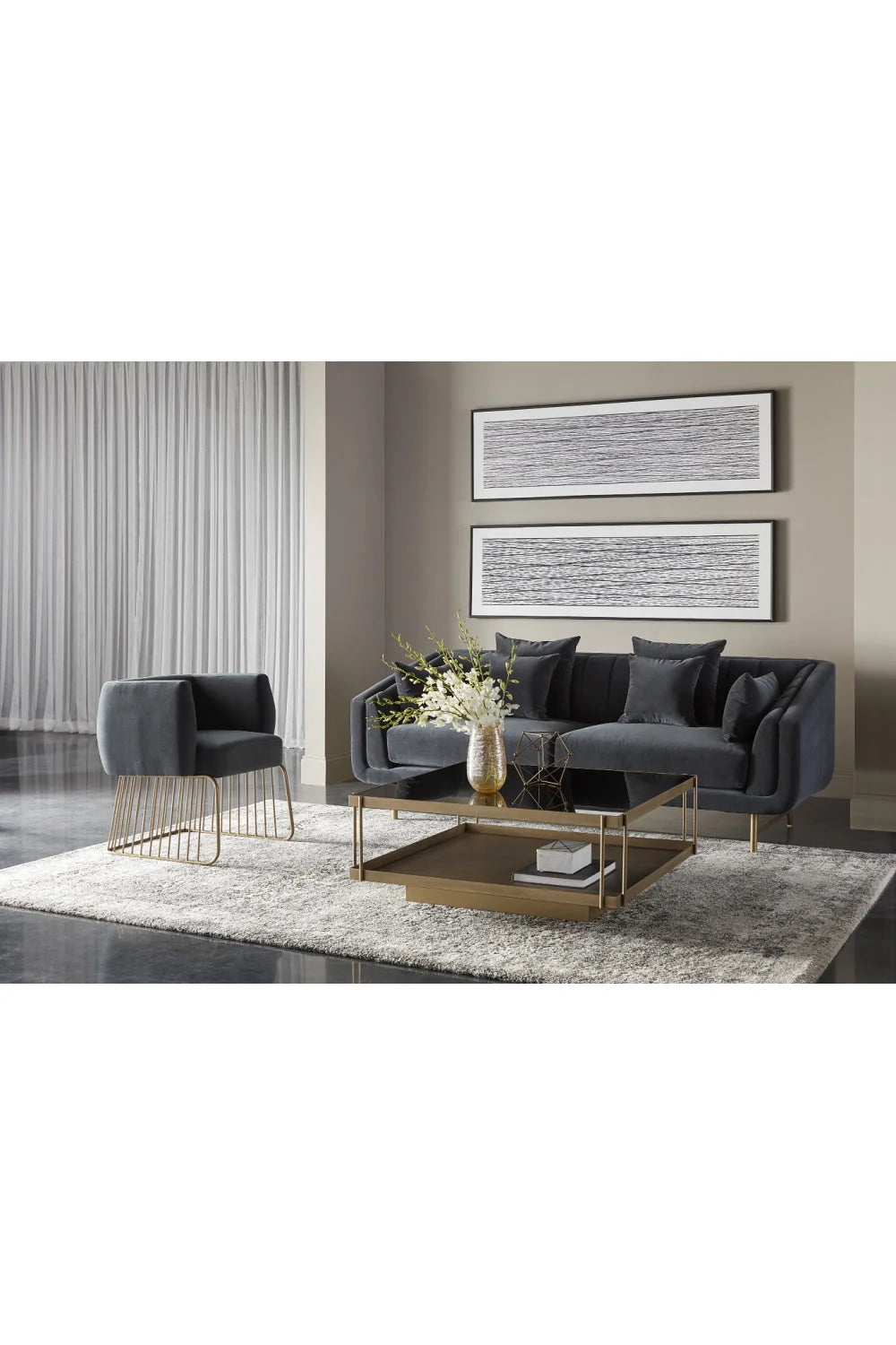 Luxury Channeled Fabric Sofa Modern Italian Style for Villa