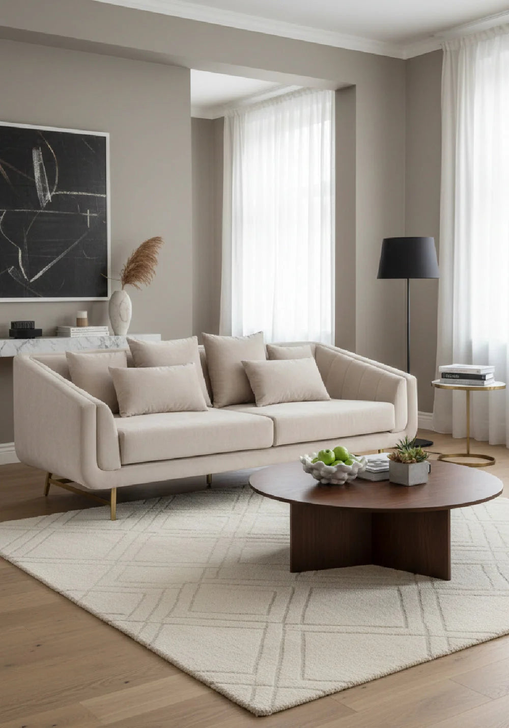 Luxury Channeled Fabric Sofa Modern Italian Style for Villa