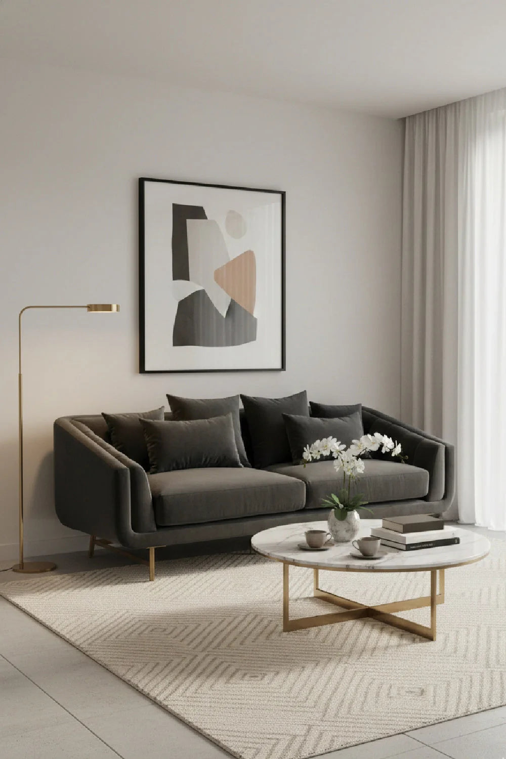 Luxury Channeled Fabric Sofa Modern Italian Style for Villa