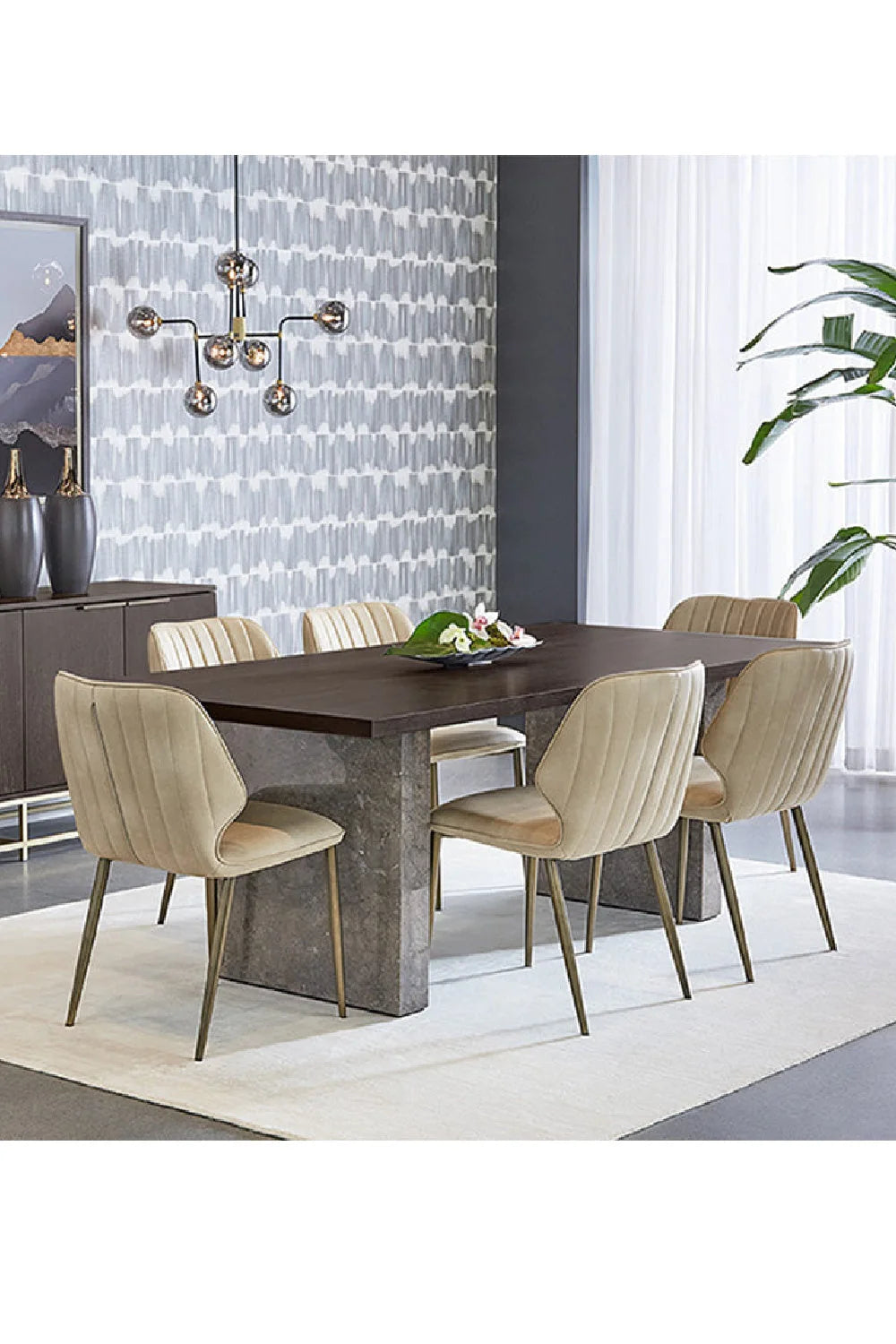 Luxury Channeled Modern Dining Chair European Style for Villa